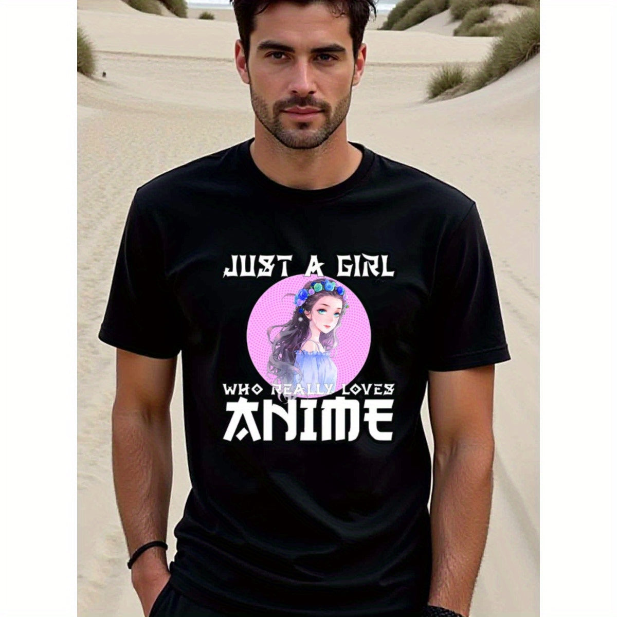 natee local warehouse clearance Anime Lover's Tee: Just a Girl Who Really Loves Anime, man's T-Shirt,100% Cotton Fabric,Crew Neck,Short Sleeve,Regular Fit,All-Season Casual Wear,180gsm-Ideal for All Saints' Day Thanksgiving Day, 男t