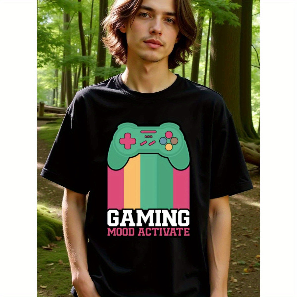 natee local warehouse clearance Activate Your Gaming Mood with Retro Controller T-shirt, man's T-Shirt,100% Cotton Fabric,Crew Neck,Short Sleeve,Regular Fit,All-Season Casual Wear,180gsm-Ideal for Valentines Christian festival Thanksgiving Day, 男t