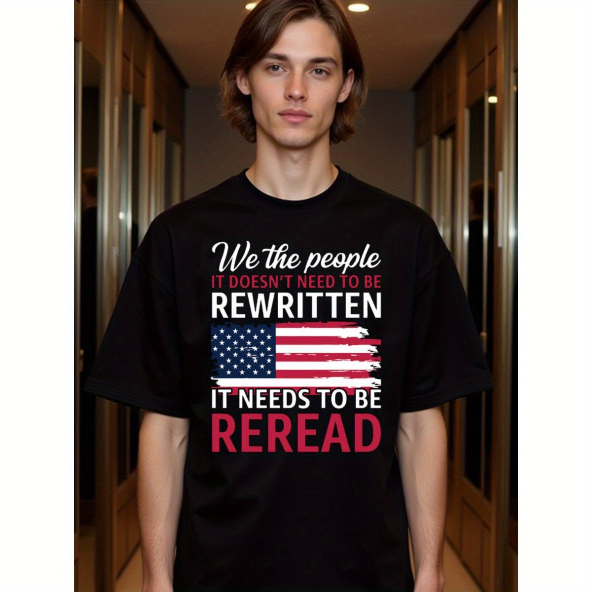 natee local warehouse clearance American Pride: We the People Reread T-shirt, 100% Cotton Fabric,Crew Neck,Short Sleeve,Regular Fit,All-season casual wear for man and teens-perfect for running, hiking, the beach, and parties Christian festival Thanksgivin