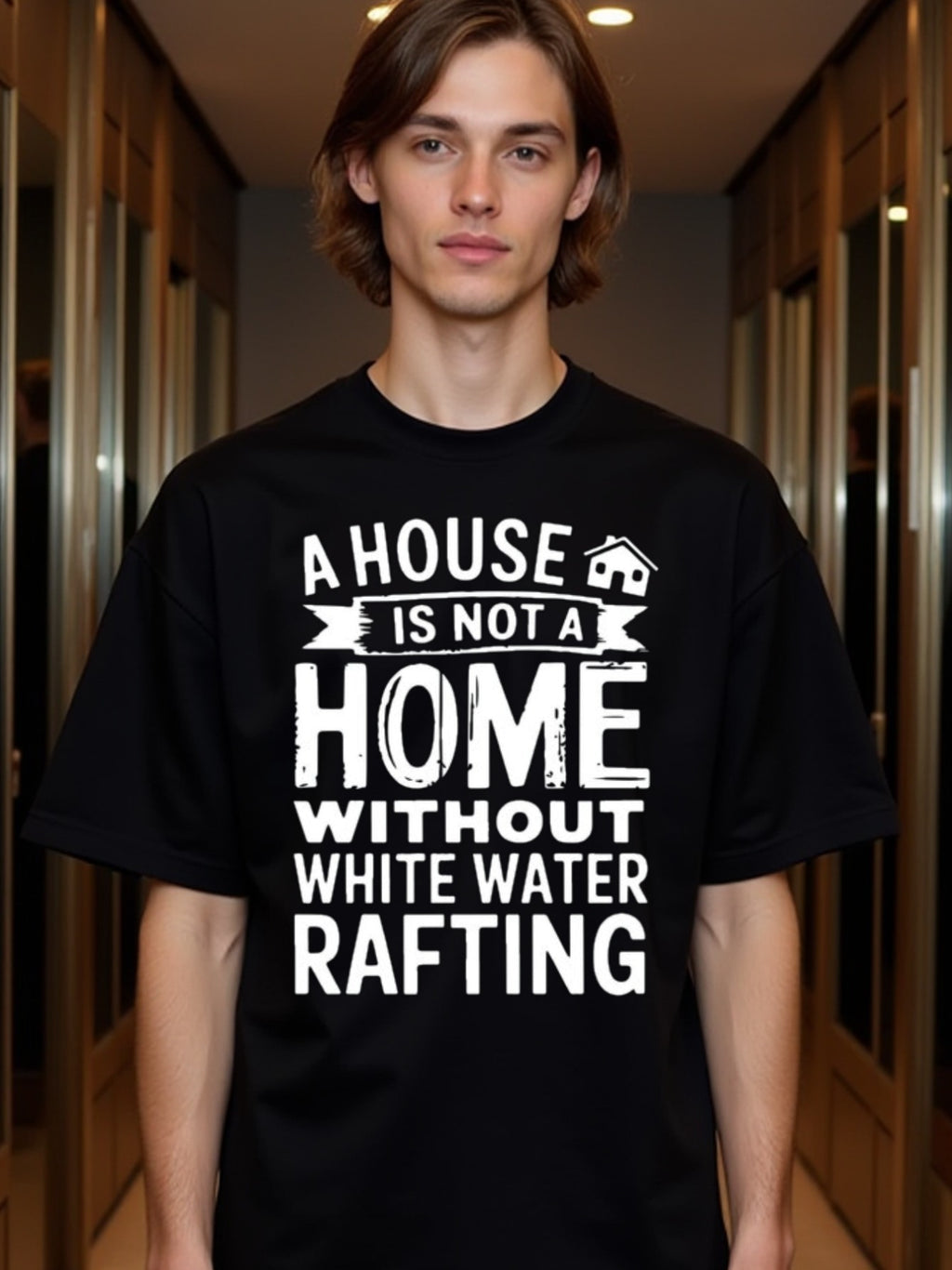 natee local warehouse clearance Adventure Seeker's Tee: a House Is Not a Home Without White Water Rafting, man's T-Shirt,100% Cotton Fabric,Crew Neck,Short Sleeve,Regular Fit,All-Season Casual Wear,180gsm-Ideal for Valentines Christian festival Thanksgivi