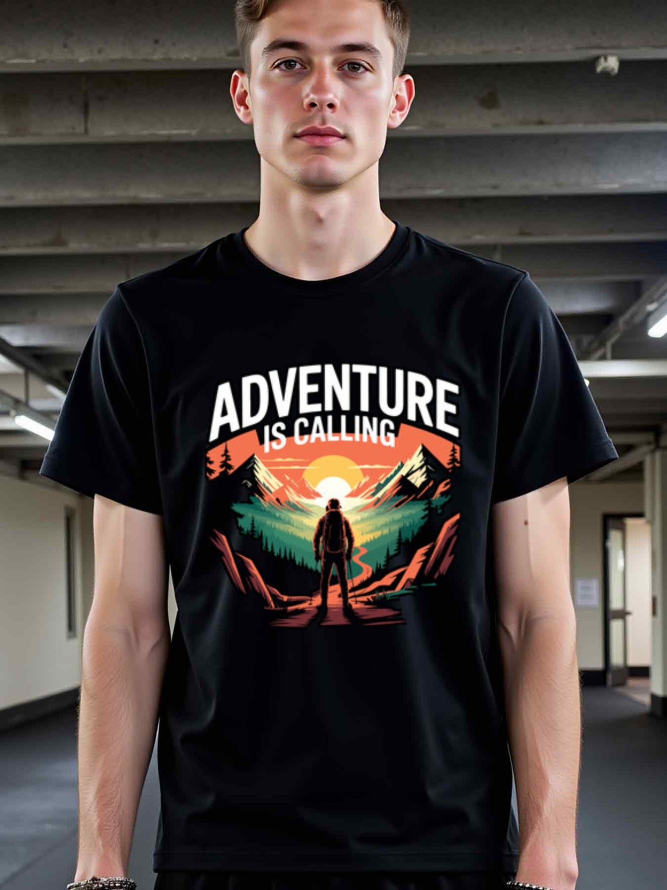 natee local warehouse clearance Adventure Calling: Hiking and Outdoor Exploration T-shirt, man's T-Shirt,100% Cotton Fabric,Crew Neck,Short Sleeve,Regular Fit,All-Season Casual Wear,180gsm-Ideal for Valentines Christian festival Thanksgiving Day, 男t