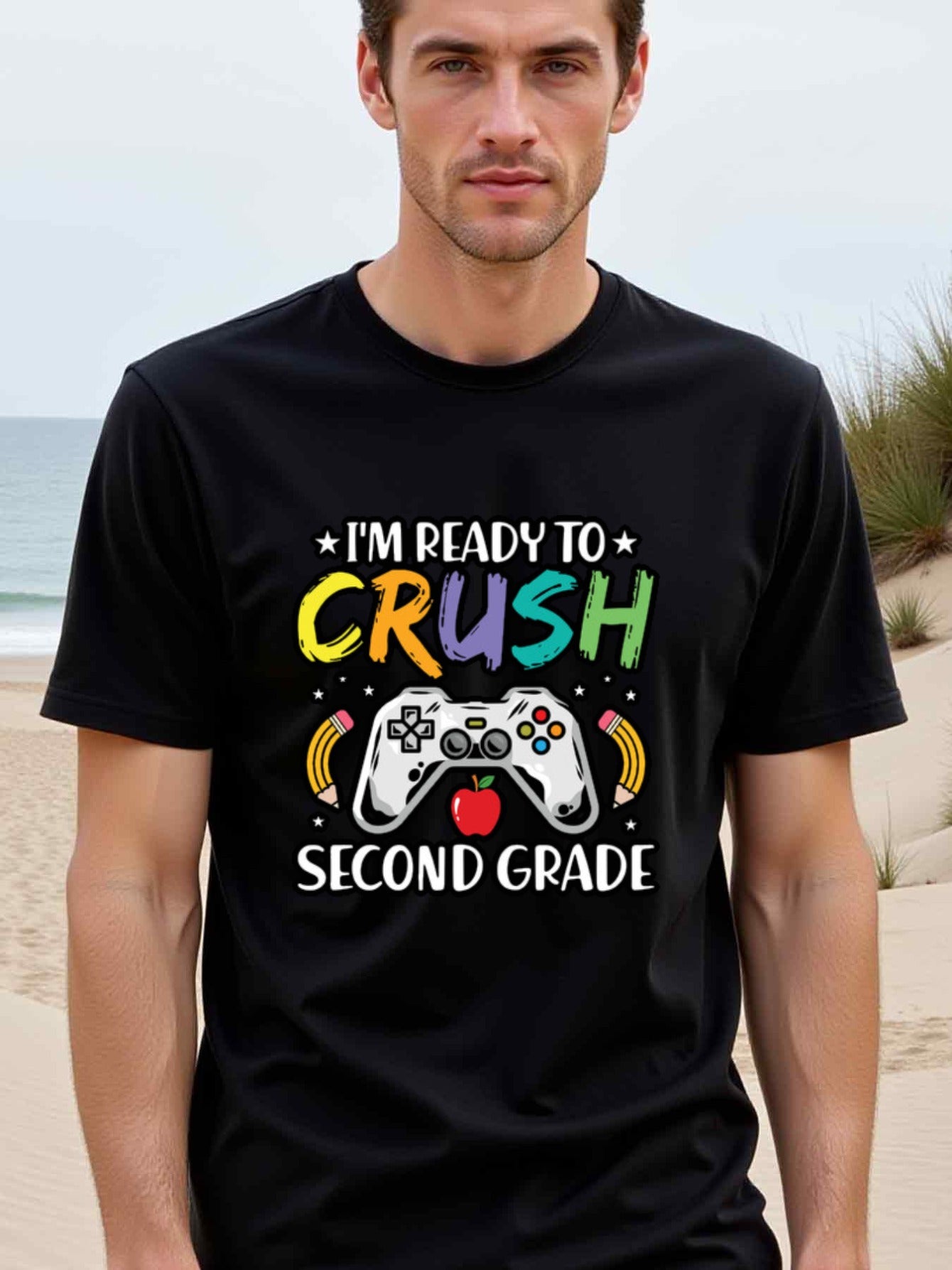 natee local warehouse clearance Back-to-school Gamer: Crush Second Grade T-shirt, 男t, 男t