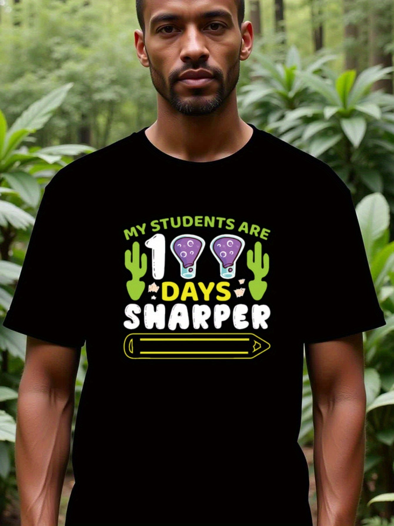 natee local warehouse clearance 100 Days Sharper: Teacher's Pride T-shirt, man's T-Shirt,100% Cotton Fabric,Crew Neck,Short Sleeve,Regular Fit,All-Season Casual Wear,180gsm-Ideal For Summer Holiday Gift, 男t