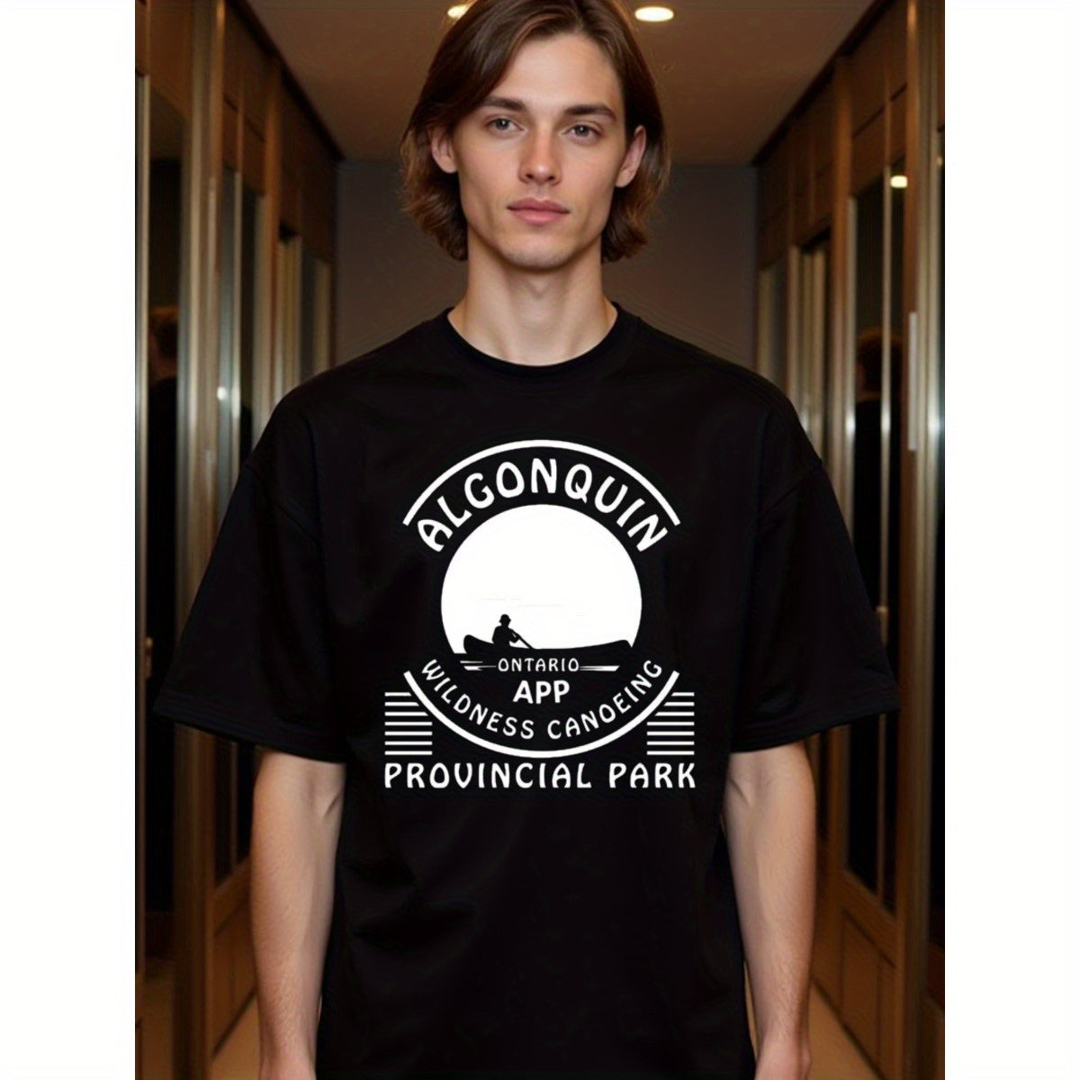 natee local warehouse clearance Algonquin Provincial Park Wilderness Canoeing T-shirt, man's T-Shirt,100% Cotton Fabric,Crew Neck,Short Sleeve,Regular Fit,All-Season Casual Wear,180gsm-Ideal For Summer Holiday Gift,