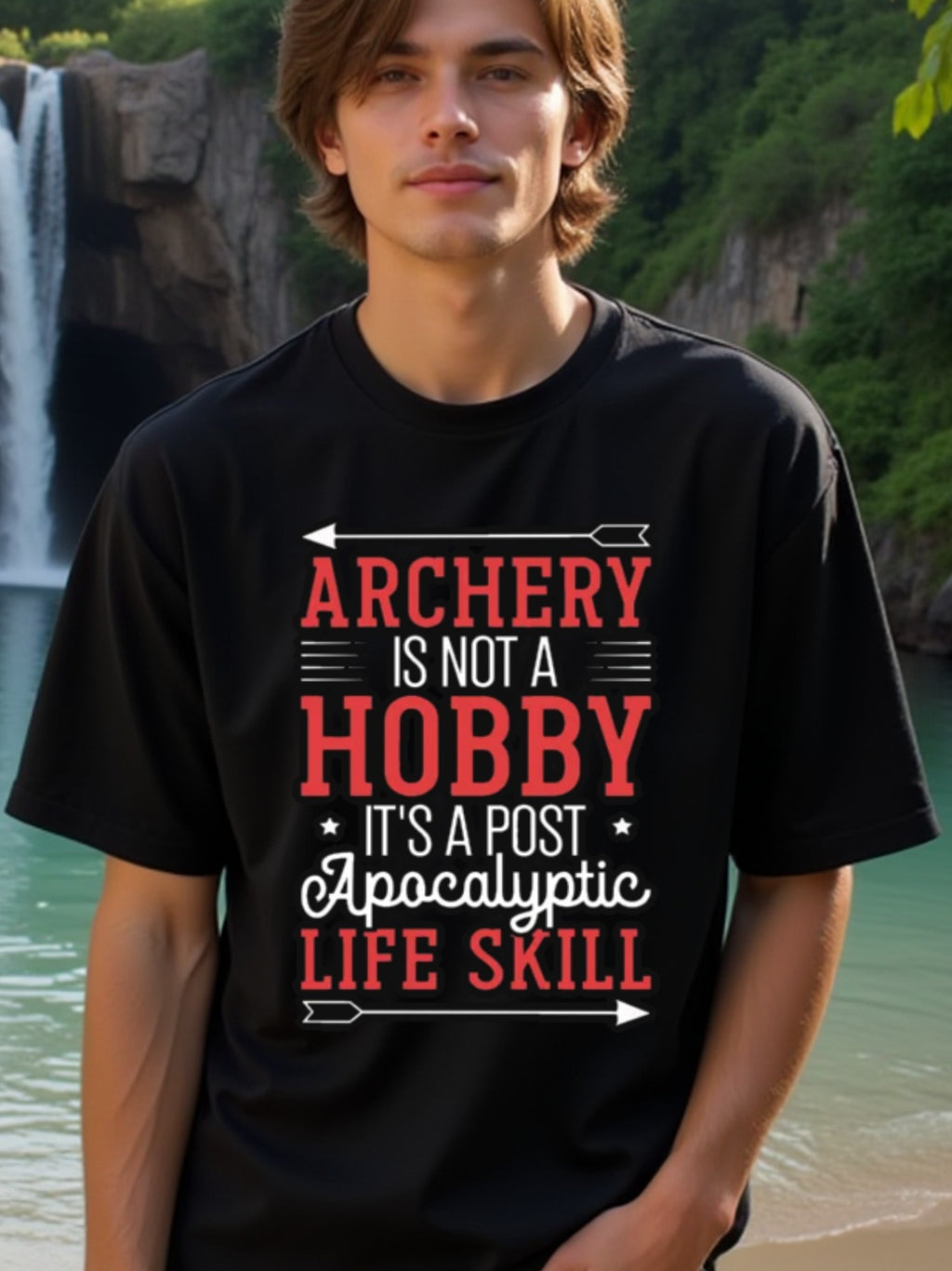 natee local warehouse clearance Archery: Post-apocalyptic Survival Life Skill T-shirt, man's T-Shirt,100% Cotton Fabric,Crew Neck,Short Sleeve,Regular Fit,All-Season Casual Wear,180gsm-Ideal for Valentines Christian festival Thanksgiving Day, 男t