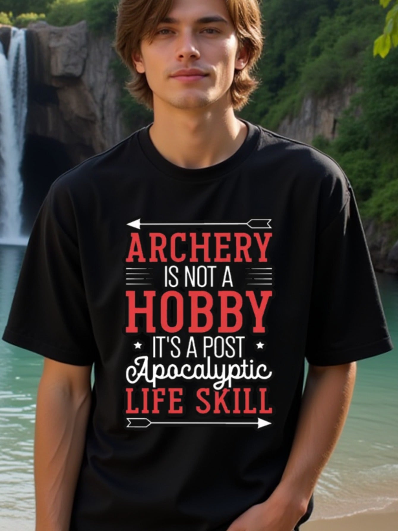 natee local warehouse clearance Archery: Post-apocalyptic Survival Life Skill T-shirt, man's T-Shirt,100% Cotton Fabric,Crew Neck,Short Sleeve,Regular Fit,All-Season Casual Wear,180gsm-Ideal for Valentines Christian festival Thanksgiving Day, 男t