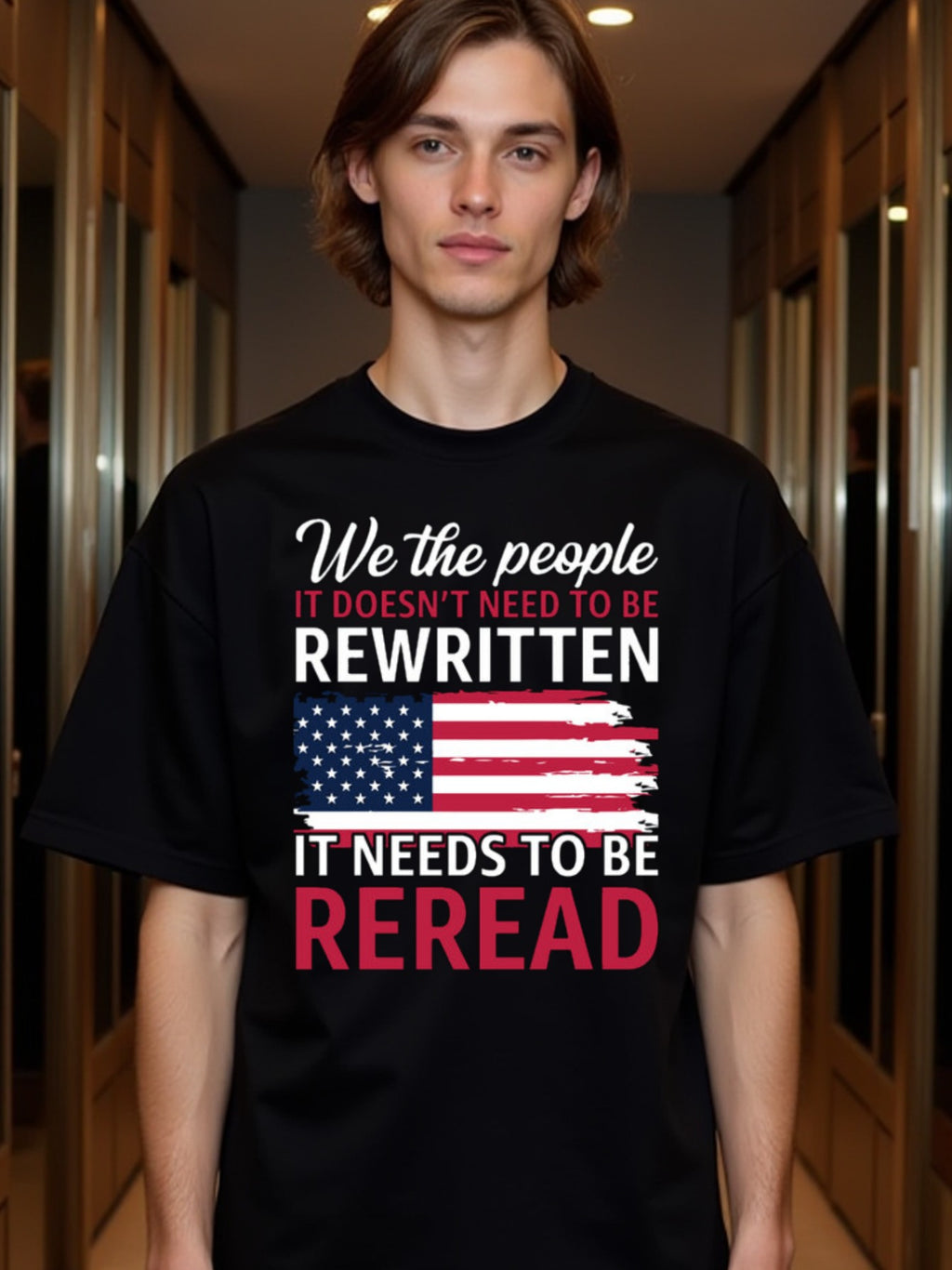 natee local warehouse clearance American Pride: We the People Reread T-shirt, 100% Cotton Fabric,Crew Neck,Short Sleeve,Regular Fit,All-season casual wear for man and teens-perfect for running, hiking, the beach, and parties Christian festival Thanksgivin