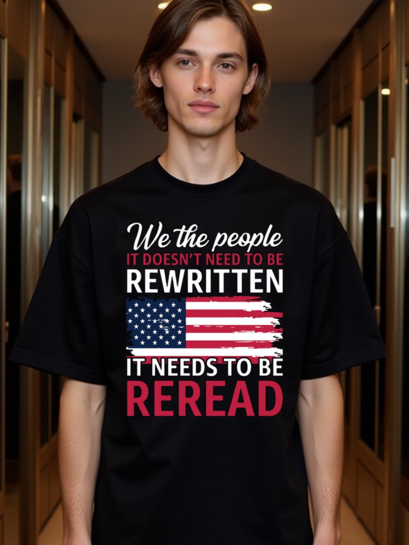 natee local warehouse clearance American Pride: We the People Reread T-shirt, 100% Cotton Fabric,Crew Neck,Short Sleeve,Regular Fit,All-season casual wear for man and teens-perfect for running, hiking, the beach, and parties Christian festival Thanksgivin
