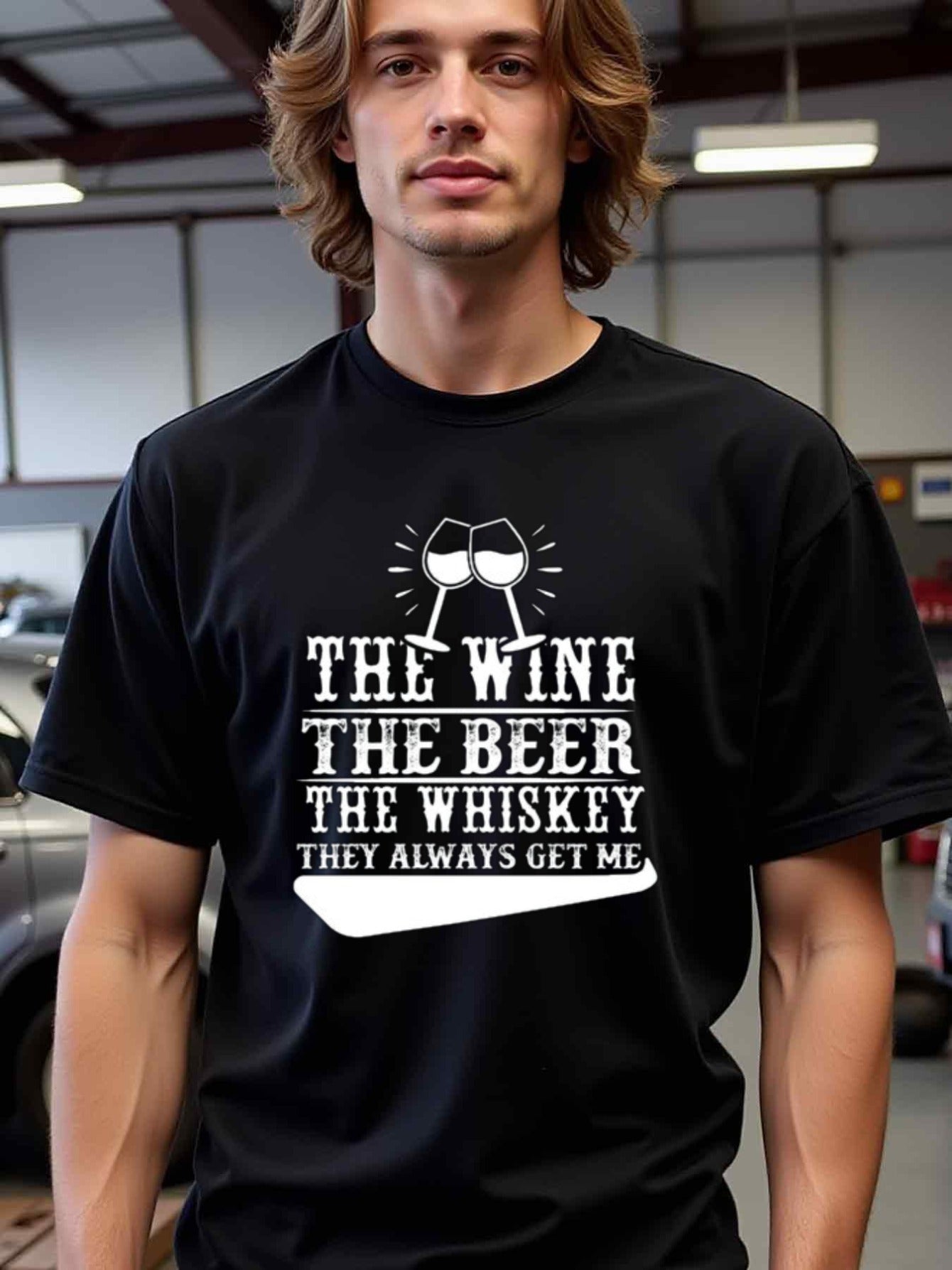 natee local warehouse clearance Alcohol Lovers Tee: Wine, Beer, Whiskey - They Always Get Me, man's T-Shirt,100% Cotton Fabric,Crew Neck,Short Sleeve,Regular Fit,All-Season Casual Wear,180gsm-Ideal For Summer Holiday Gift, 男t