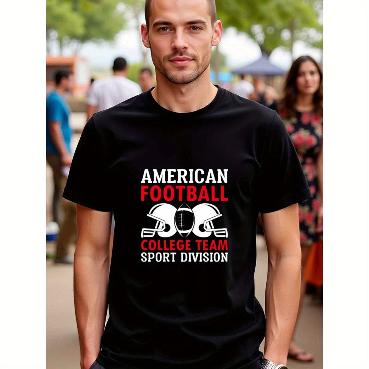 natee local warehouse clearance American Football College Team Sport Division T-shirt, ,