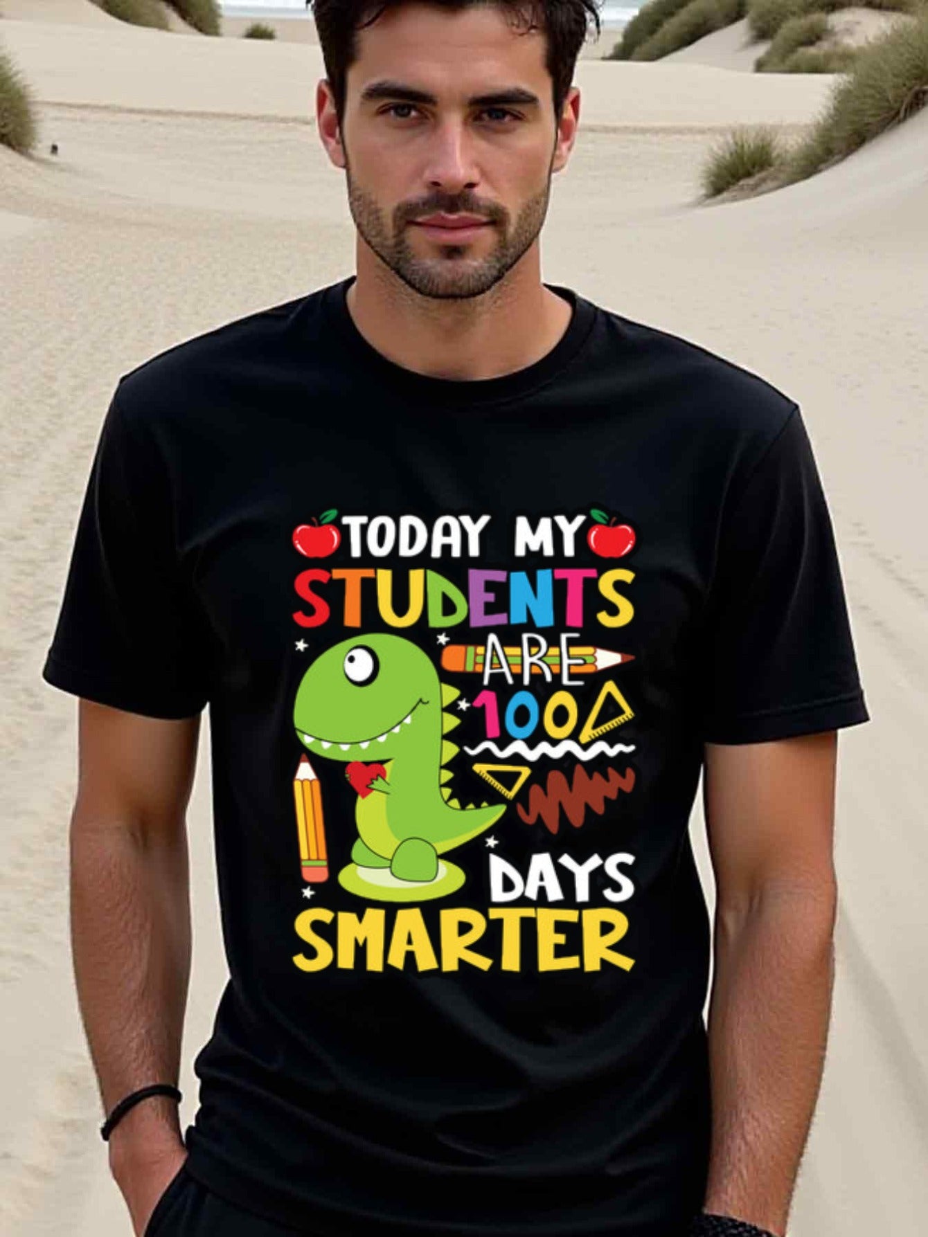 natee local warehouse clearance 100 Days of School Dinosaur Teacher Shirt, 男t, 男t