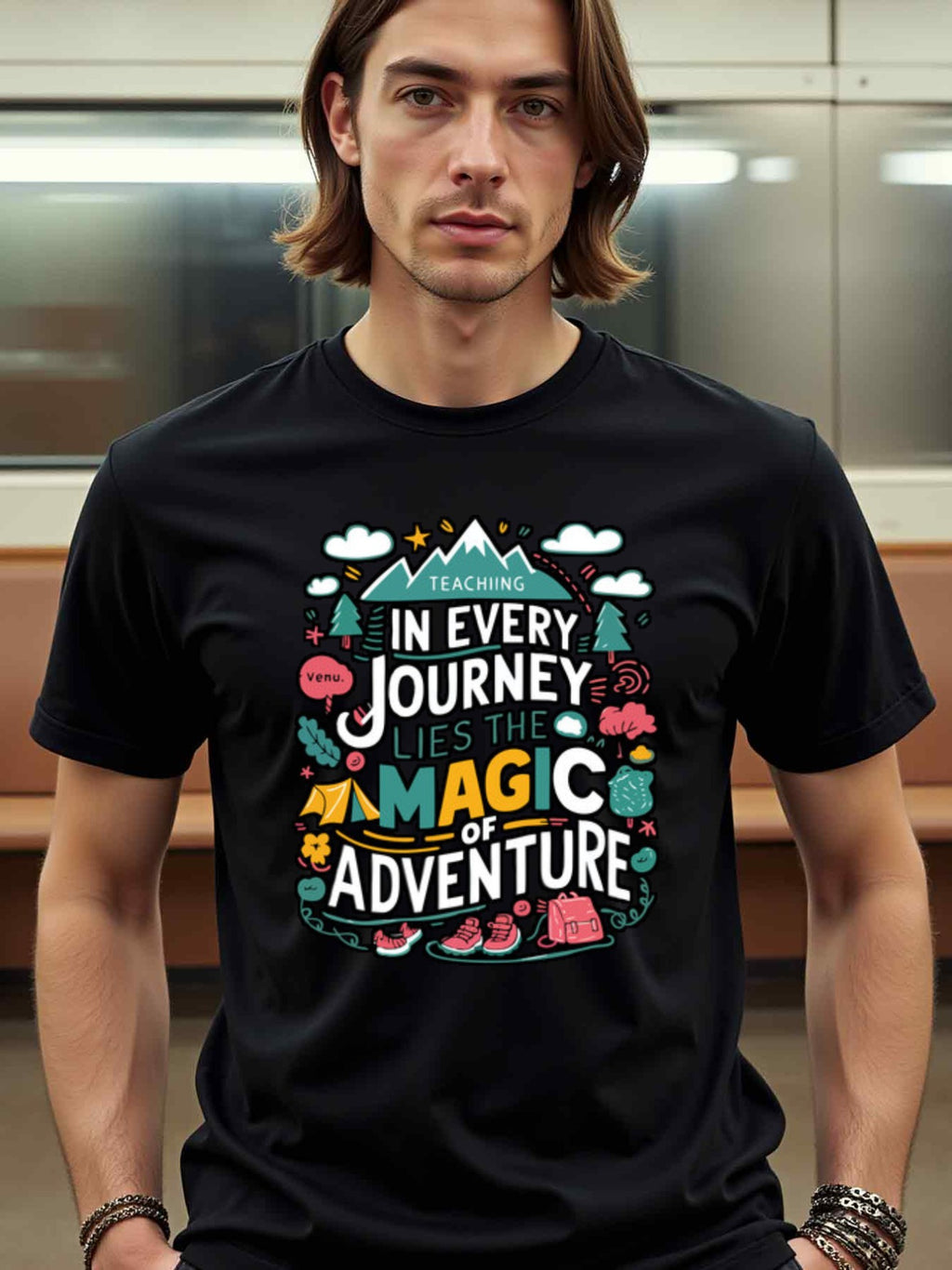natee local warehouse clearance Adventure Awaits: Teaching Journey Magic T-shirt, 100% Cotton Fabric,Crew Neck,Short Sleeve,Regular Fit,All-season casual wear for man and teens-perfect for running, hiking, the beach, and parties Christian festival Thanksg
