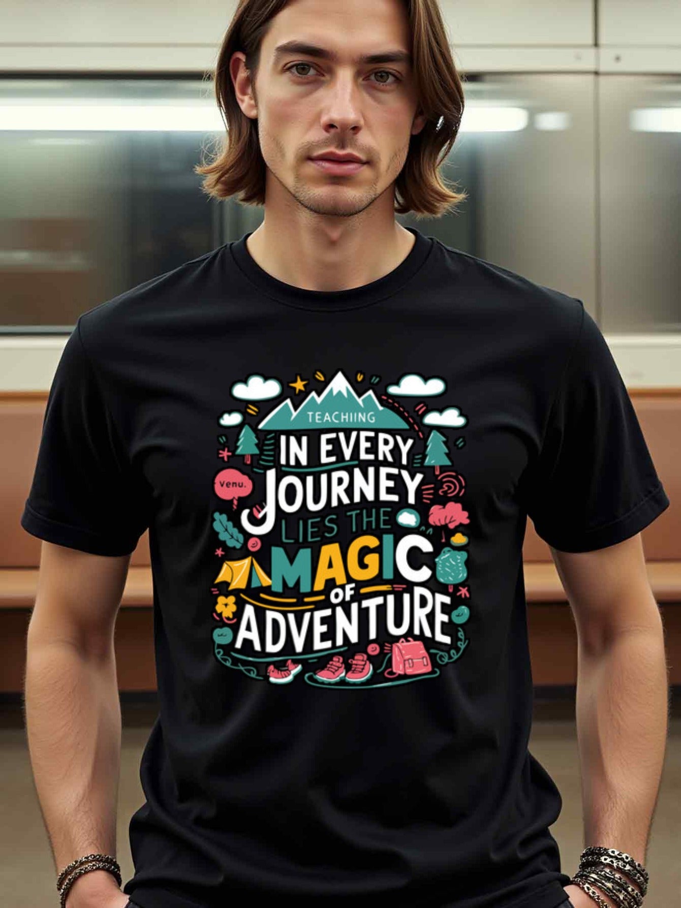 natee local warehouse clearance Adventure Awaits: Teaching Journey Magic T-shirt, 100% Cotton Fabric,Crew Neck,Short Sleeve,Regular Fit,All-season casual wear for man and teens-perfect for running, hiking, the beach, and parties Christian festival Thanksg