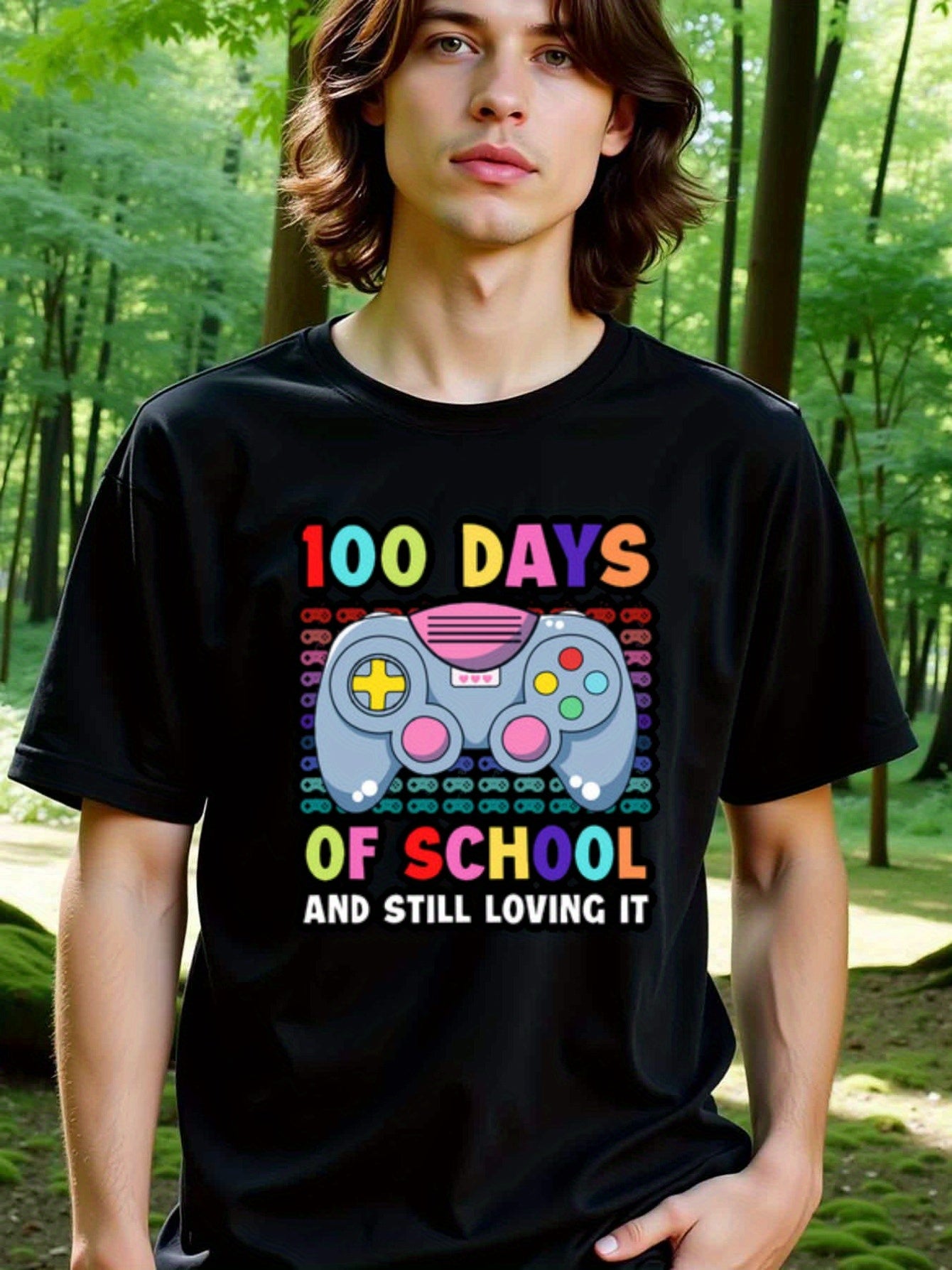 natee local warehouse clearance 100 Days of School Gamer Shirt - Fun 100th Day of School Gift, 100% Cotton Fabric,Crew Neck,Short Sleeve,Regular Fit,All-season casual wear for man and teens-perfect for running, hiking, the beach, and parties Christian fes