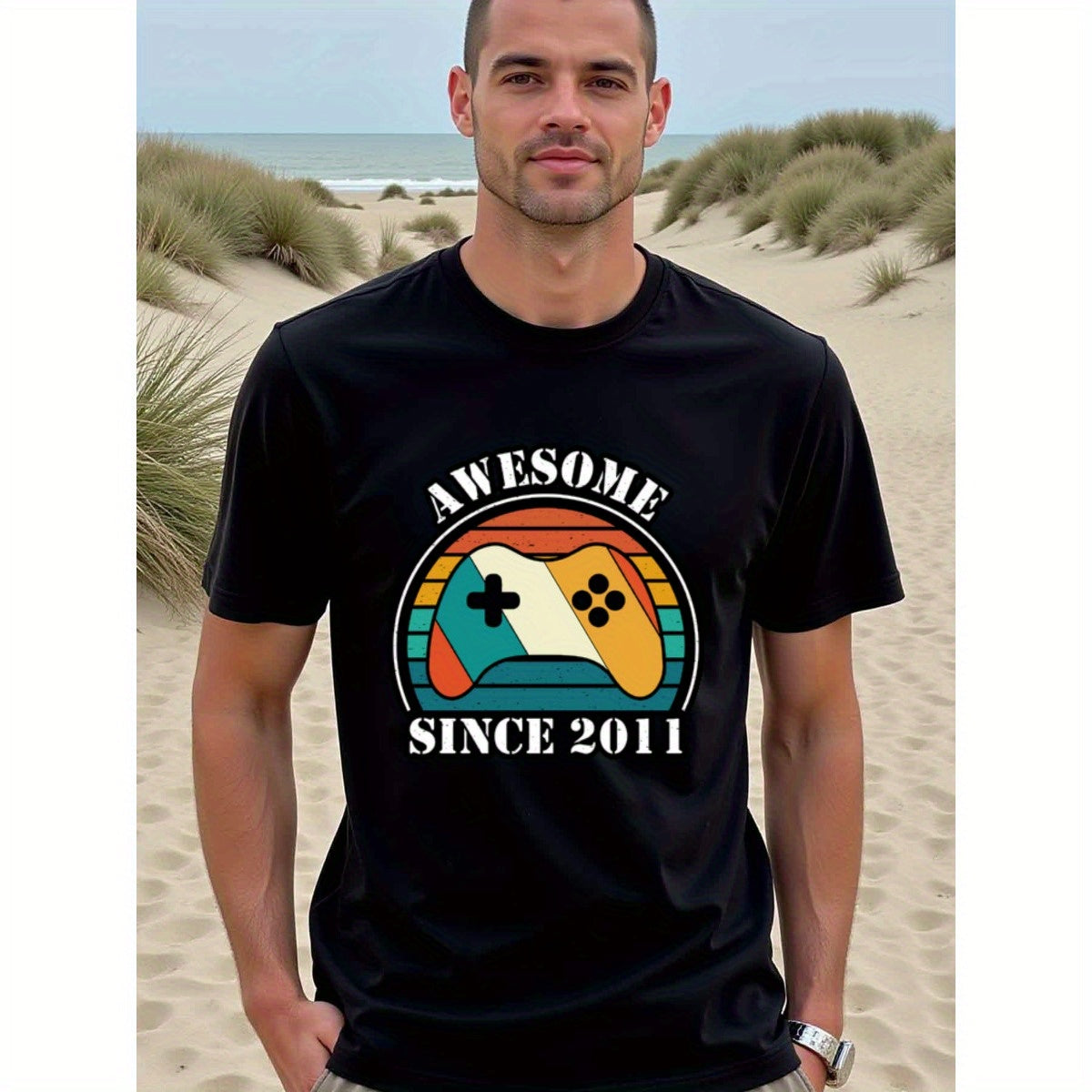 natee local warehouse clearance Awesome Since 2011: Retro Gaming Controller Birthday T-shirt, 男t