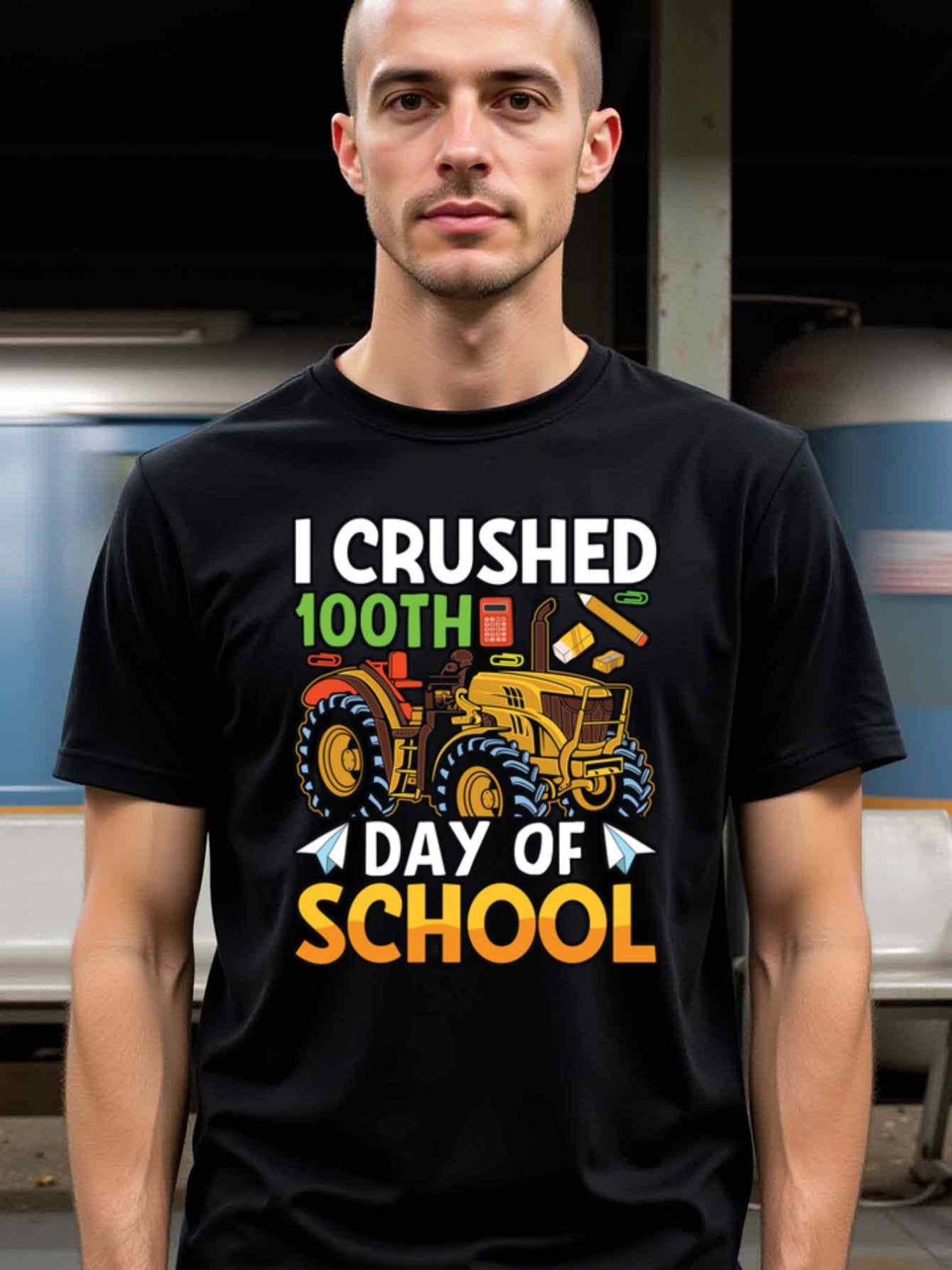 natee local warehouse clearance 100th Day of School Shirt: Crushed It!, man's T-Shirt,100% Cotton Fabric,Crew Neck,Short Sleeve,Regular Fit,All-Season Casual Wear,180gsm-Ideal for Valentines Christian festival Thanksgiving Day, 男t