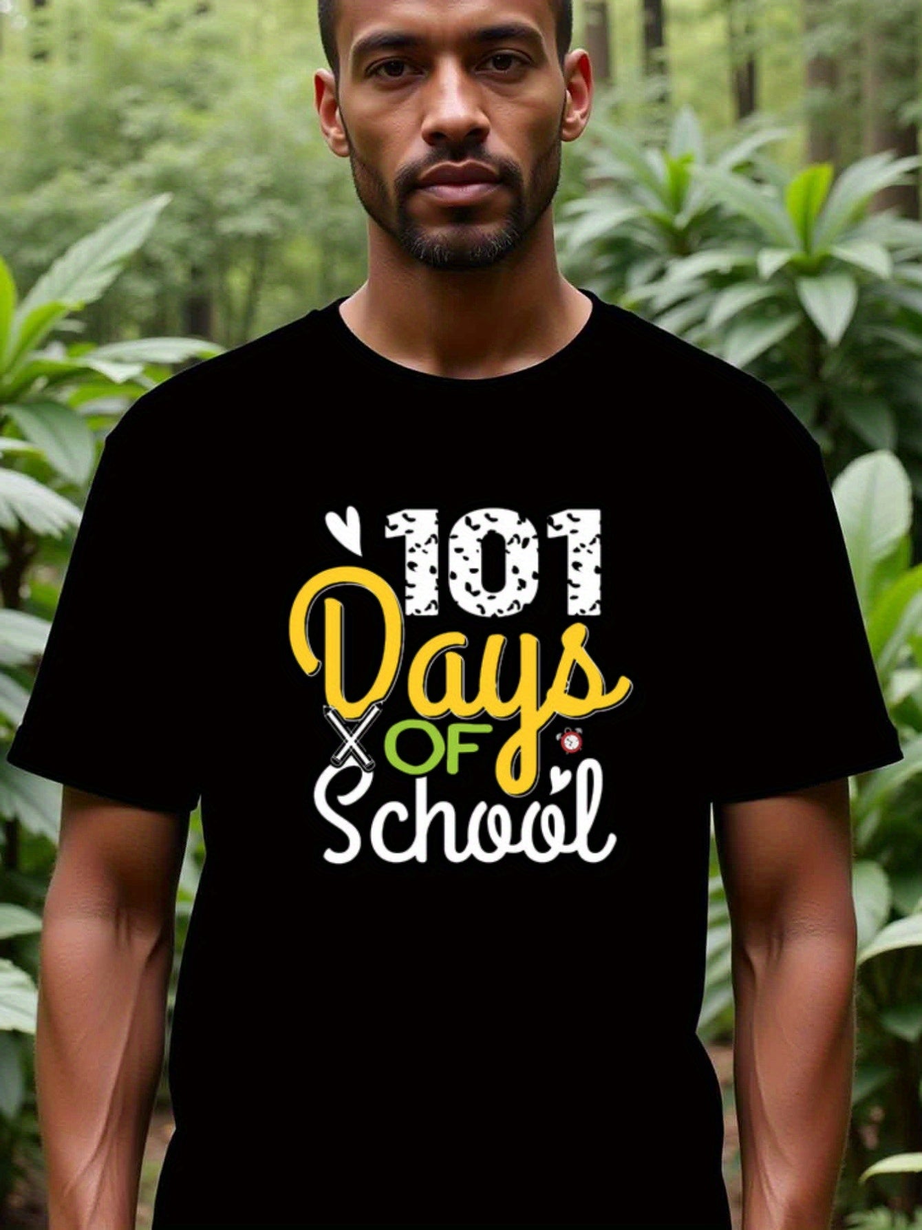 natee local warehouse clearance 101 Days of School - Celebrate Milestone with Style!, 100% Cotton Fabric,Crew Neck,Regular Fit,Weekend Casual Wear,180gsm Family Friends Christian festival Thanksgiving Day, 男t