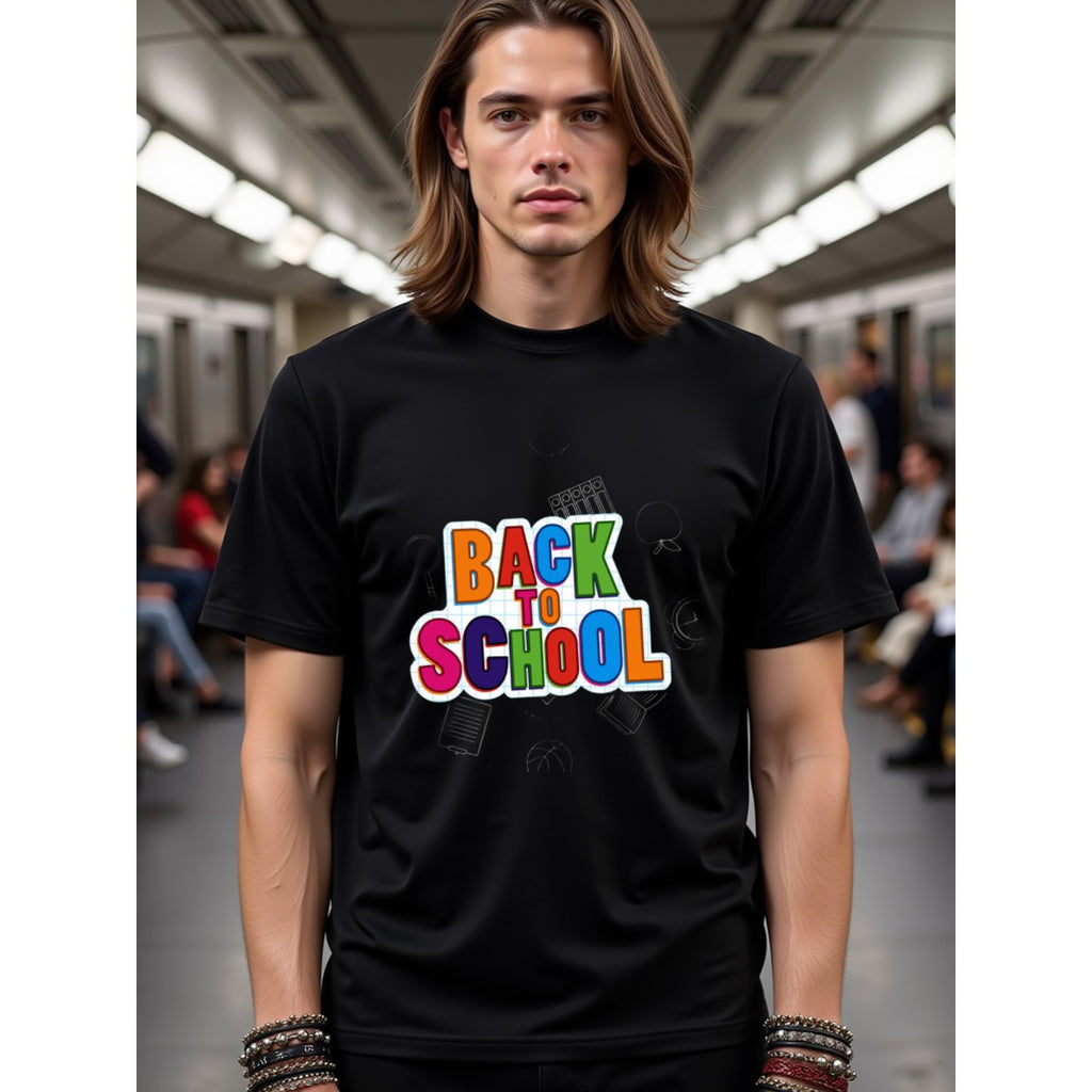 natee local warehouse clearance Back to School Graphic Tee for Adults, man's T-Shirt,100% Cotton Fabric,Crew Neck,Short Sleeve,Regular Fit,All-Season Casual Wear,180gsm-Ideal for Valentines Christian festival Thanksgiving Day, 男t