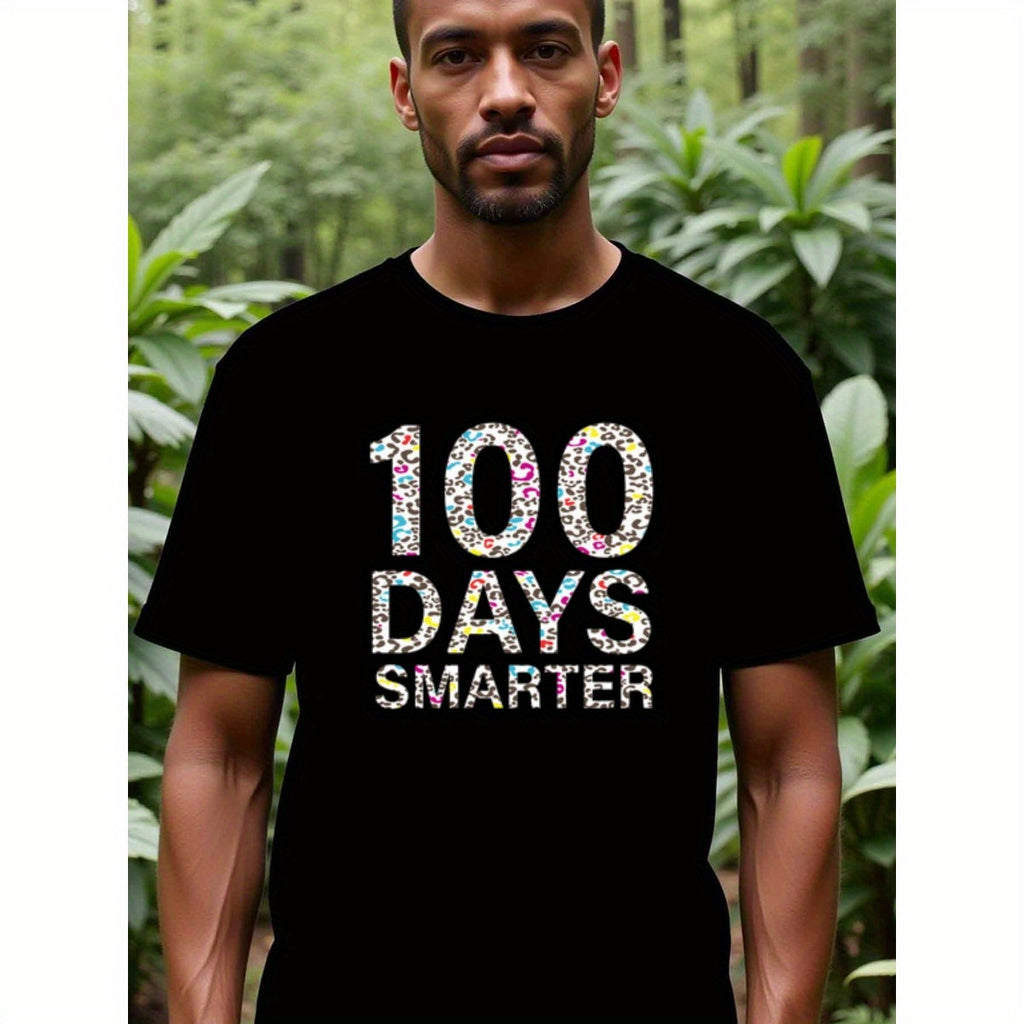 natee local warehouse clearance 100 Days Smarter Leopard Print T-shirt, 男t, 男t