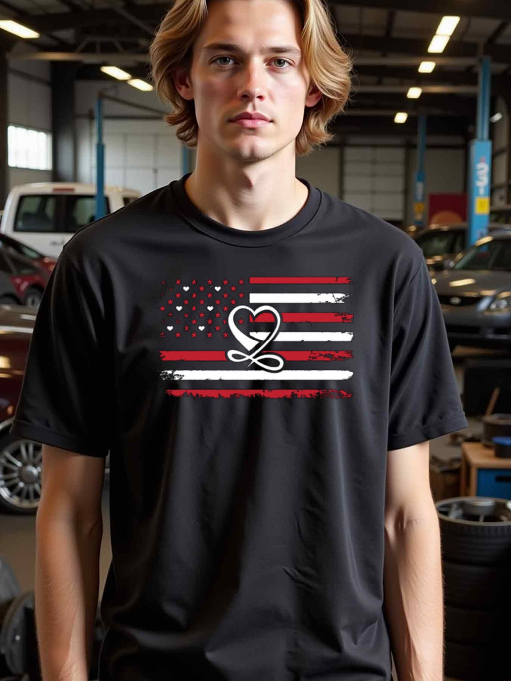 natee local warehouse clearance American Flag Heartbeat T-shirt - Show Your Love for America, 100% Cotton Fabric,Crew Neck,Regular Fit,Weekend Casual Wear,180gsm Family Friends Christian festival Thanksgiving Day, 男t