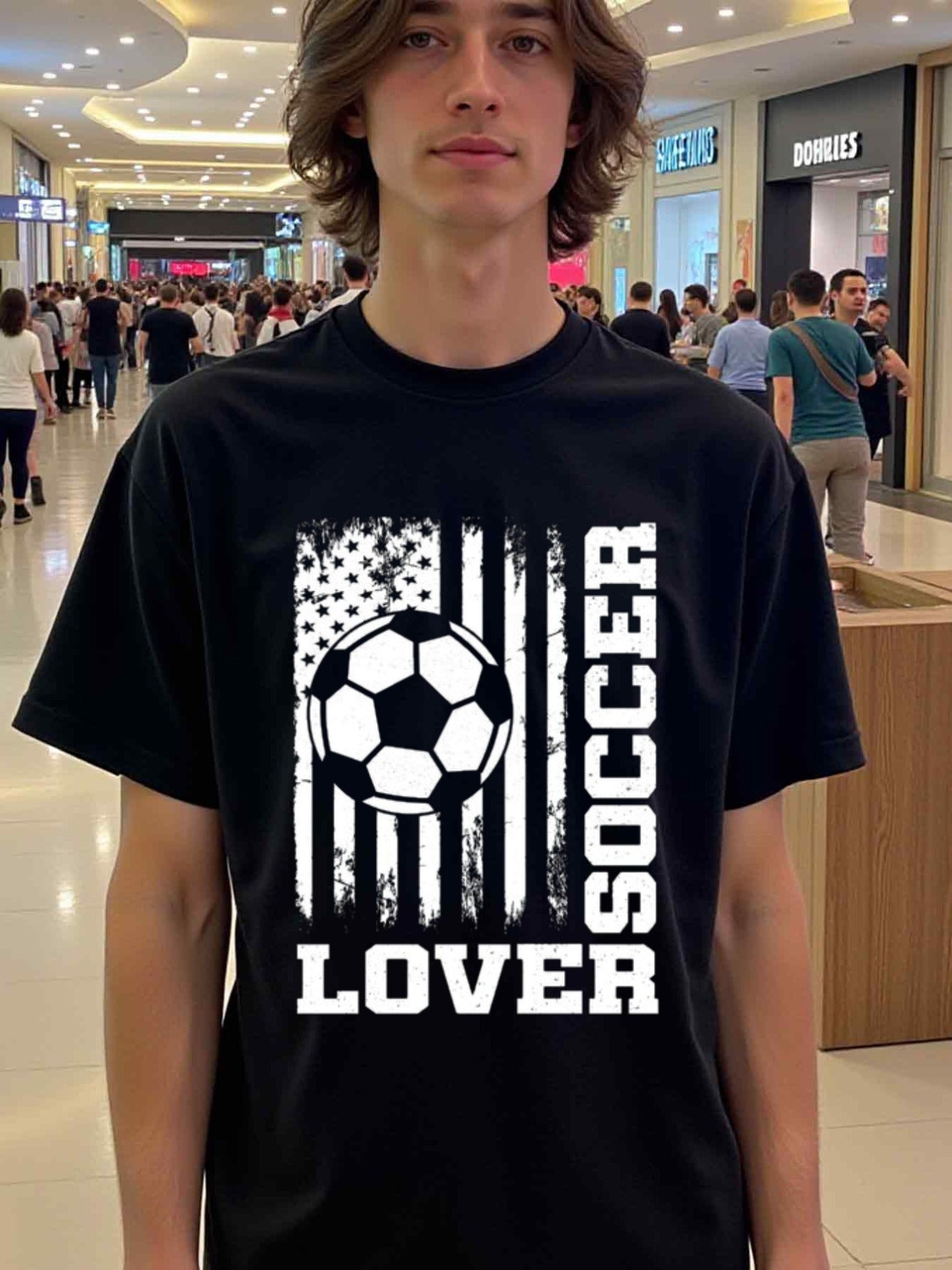 natee local warehouse clearance American Flag Soccer Lover T-shirt, 100% Cotton Fabric,Crew Neck,Regular Fit,Weekend Casual Wear,180gsm Family Friends Christian festival Thanksgiving Day,