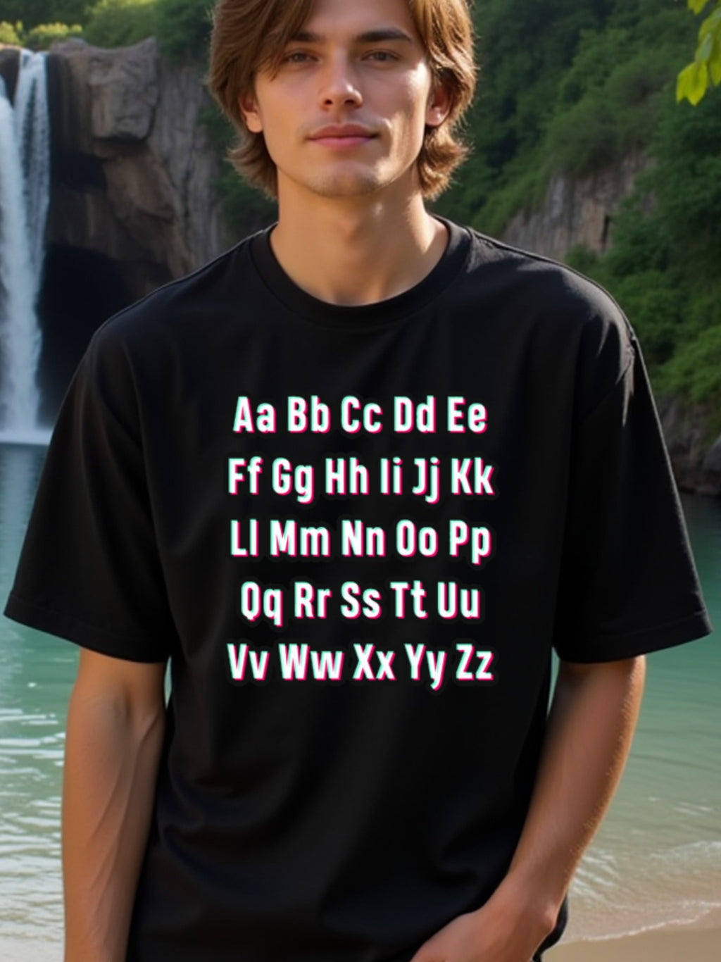natee local warehouse clearance Alphabet Letters T-shirt - Fun, Educational, and Stylish Design, man's T-Shirt,100% Cotton Fabric,Crew Neck,Short Sleeve,Regular Fit,All-Season Casual Wear,180gsm-Ideal for All Saints' Day Thanksgiving Day, 男t