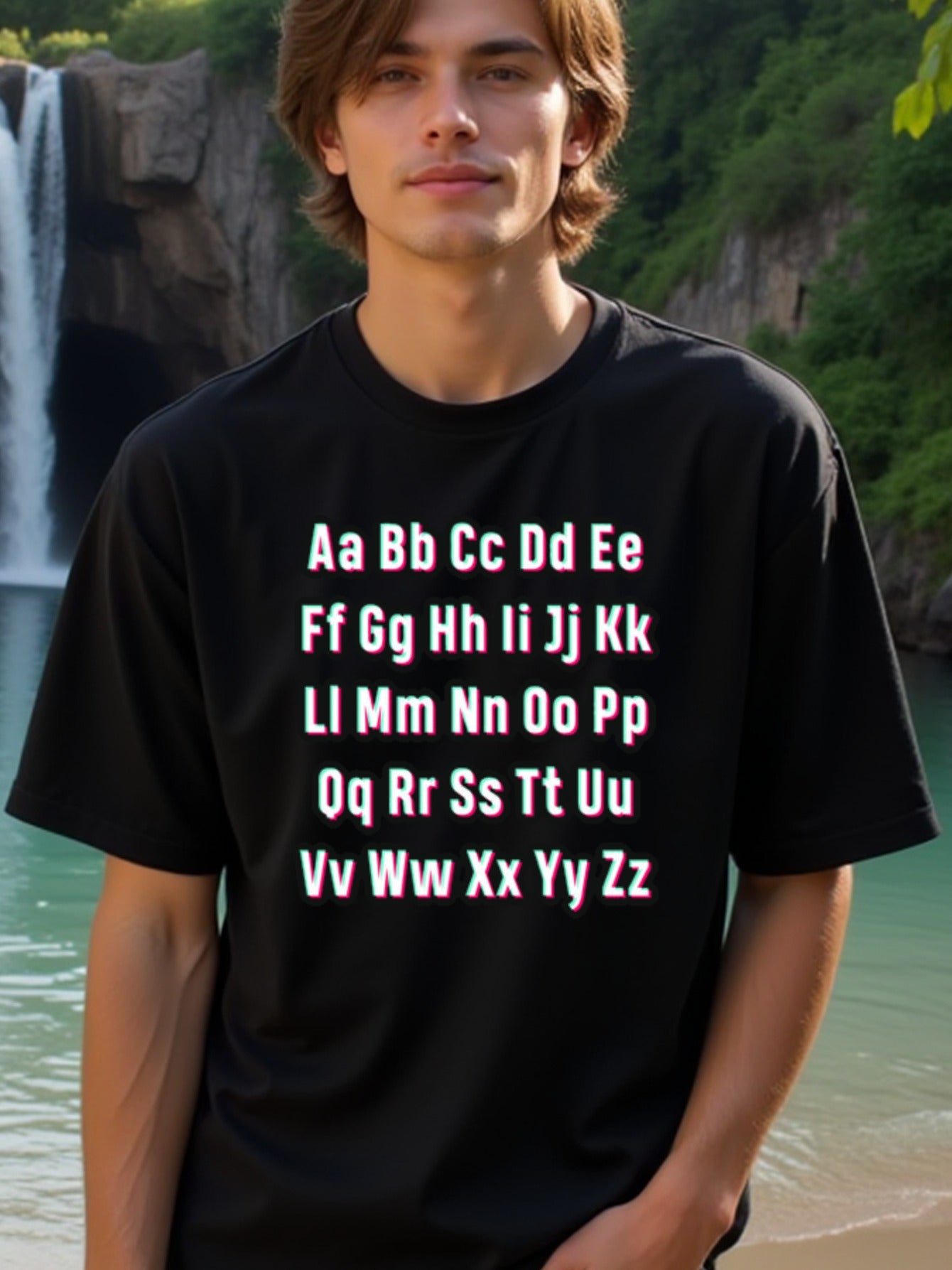 natee local warehouse clearance Alphabet Letters T-shirt - Fun, Educational, and Stylish Design, man's T-Shirt,100% Cotton Fabric,Crew Neck,Short Sleeve,Regular Fit,All-Season Casual Wear,180gsm-Ideal for All Saints' Day Thanksgiving Day, 男t
