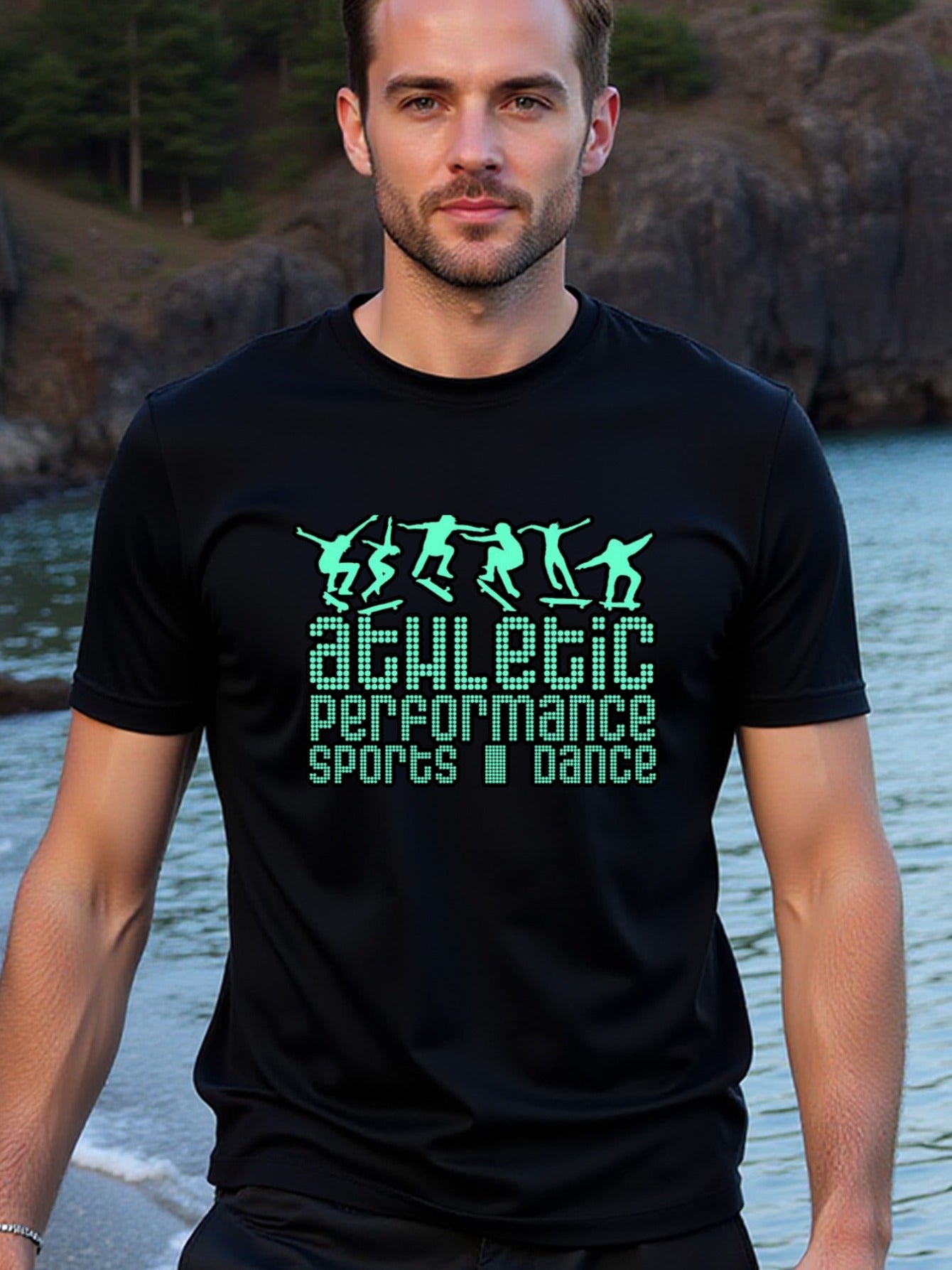 natee local warehouse clearance Athletic Performance Sports & Dance Graphic Tee, 100% Cotton Fabric,Crew Neck,Regular Fit,Weekend Casual Wear,180gsm Family Friends Christian festival Thanksgiving Day, 男t