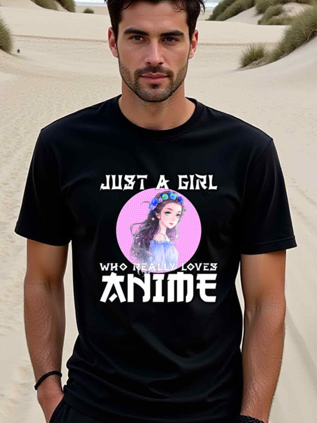 natee local warehouse clearance Anime Lover's Tee: Just a Girl Who Really Loves Anime, man's T-Shirt,100% Cotton Fabric,Crew Neck,Short Sleeve,Regular Fit,All-Season Casual Wear,180gsm-Ideal for All Saints' Day Thanksgiving Day, 男t