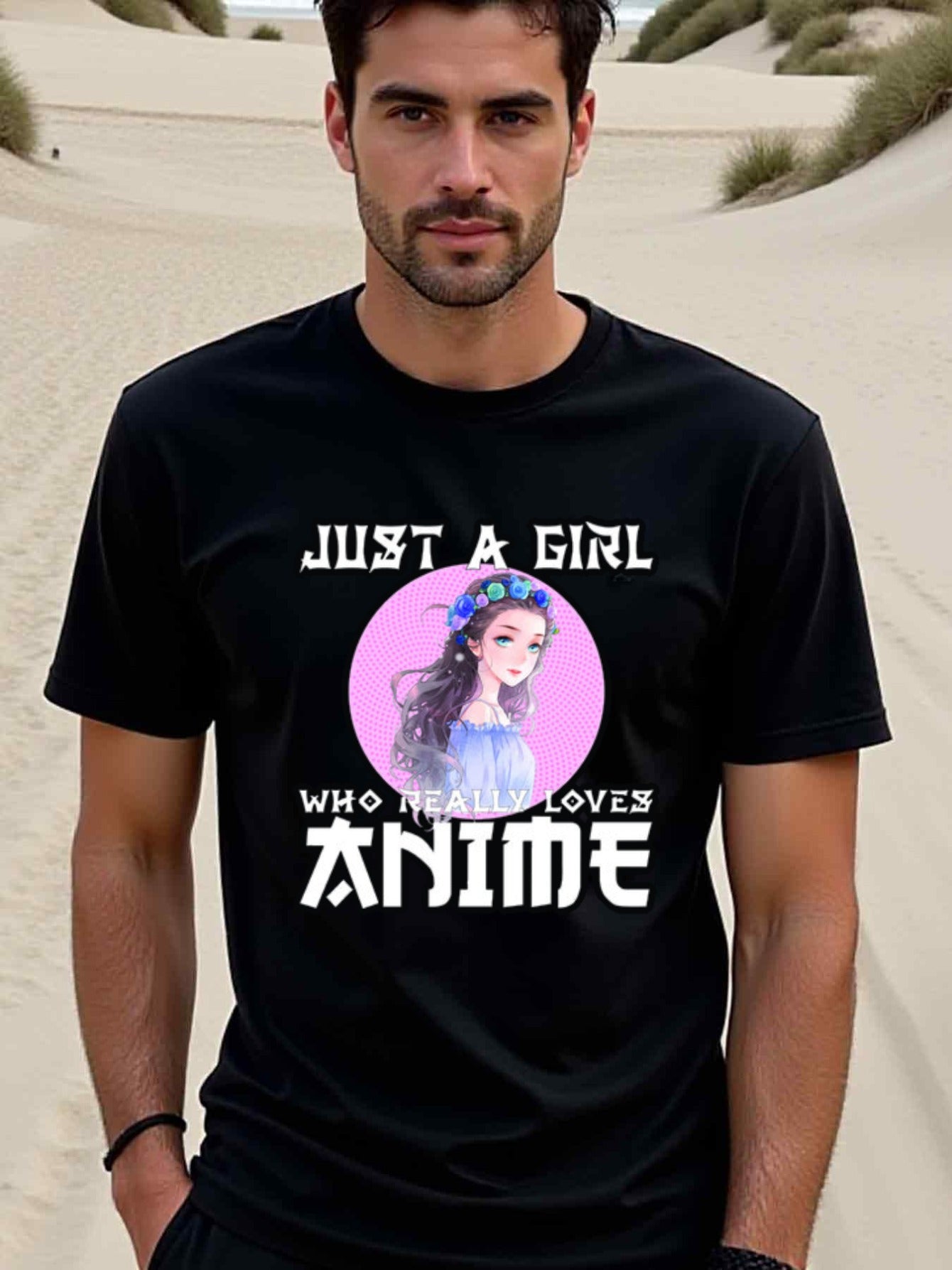 natee local warehouse clearance Anime Lover's Tee: Just a Girl Who Really Loves Anime, man's T-Shirt,100% Cotton Fabric,Crew Neck,Short Sleeve,Regular Fit,All-Season Casual Wear,180gsm-Ideal for All Saints' Day Thanksgiving Day, 男t