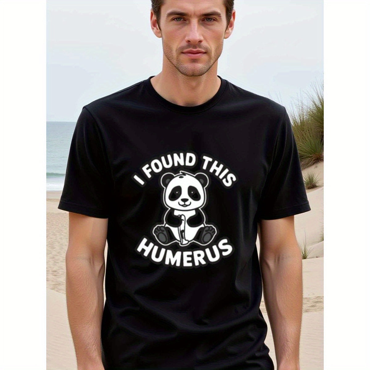 natee local warehouse clearance Adorable Panda Pun T-shirt: I Found This Humerus, man's T-Shirt,100% Cotton Fabric,Crew Neck,Short Sleeve,Regular Fit,All-Season Casual Wear,180gsm-Ideal For Summer Holiday Gift, 男t