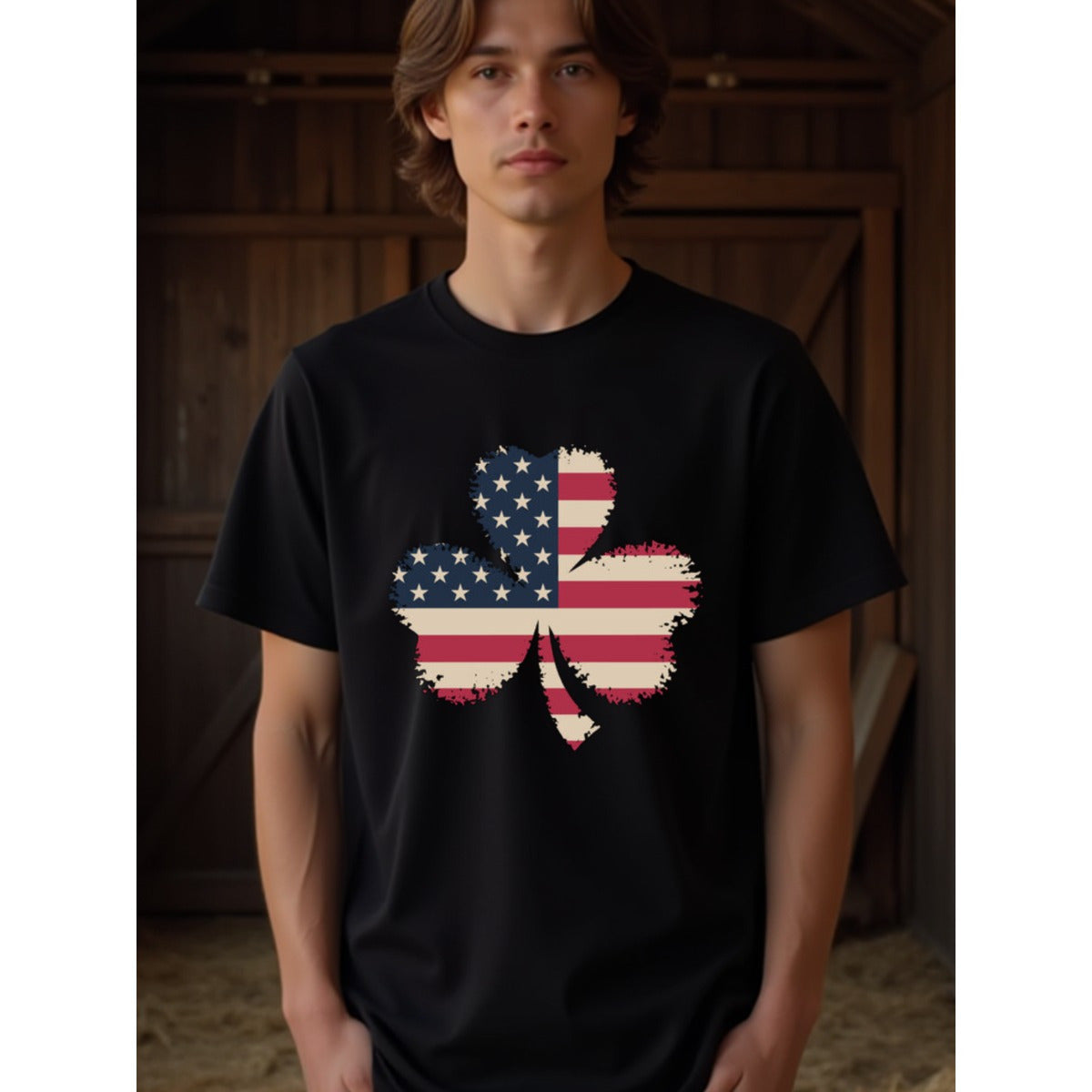 natee local warehouse clearance American Flag Shamrock T-shirt - Patriotic St. Patrick's Day Tee, man's T-Shirt,100% Cotton Fabric,Crew Neck,Short Sleeve,Regular Fit,All-Season Casual Wear,180gsm-Ideal for Valentines Christian festival Thanksgiving Day,