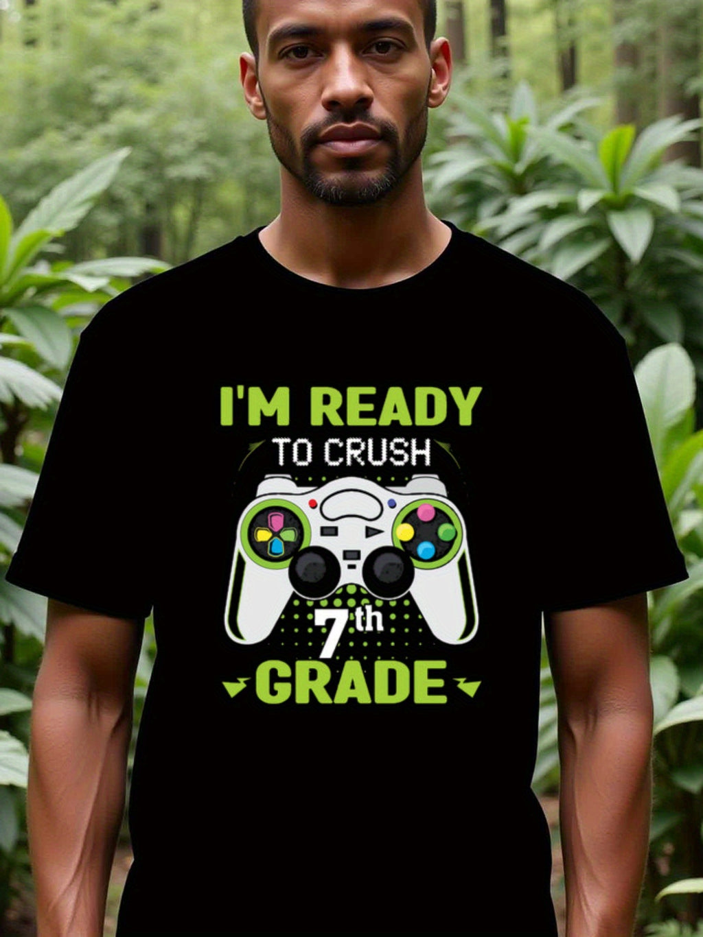 natee local warehouse clearance Back-to-school Gamer: Crush 7th Grade T-shirt, 100% Cotton Fabric,Crew Neck,Regular Fit,Weekend Casual Wear,180gsm Family Friends Christian festival Thanksgiving Day, 男t
