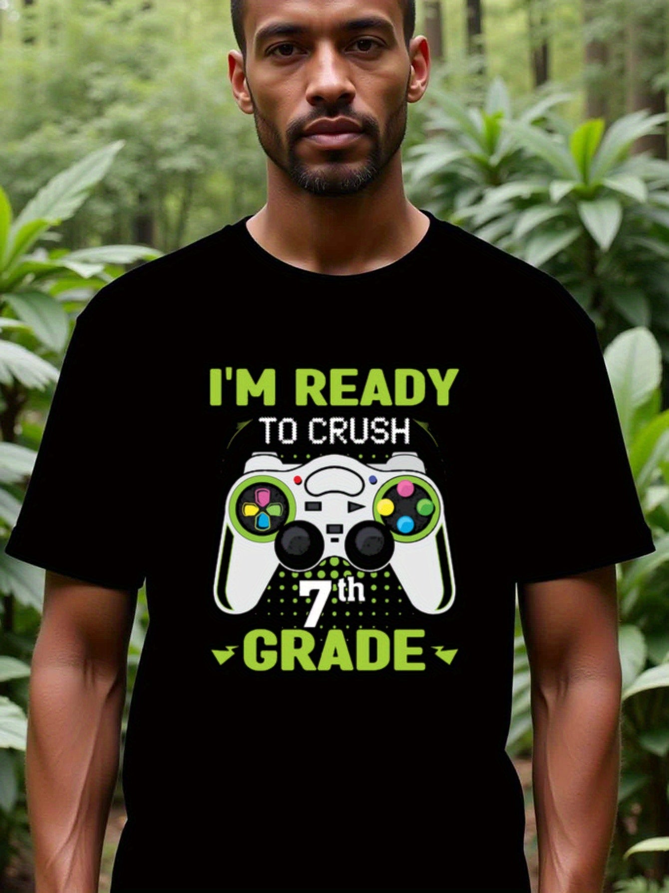natee local warehouse clearance Back-to-school Gamer: Crush 7th Grade T-shirt, 100% Cotton Fabric,Crew Neck,Regular Fit,Weekend Casual Wear,180gsm Family Friends Christian festival Thanksgiving Day, 男t