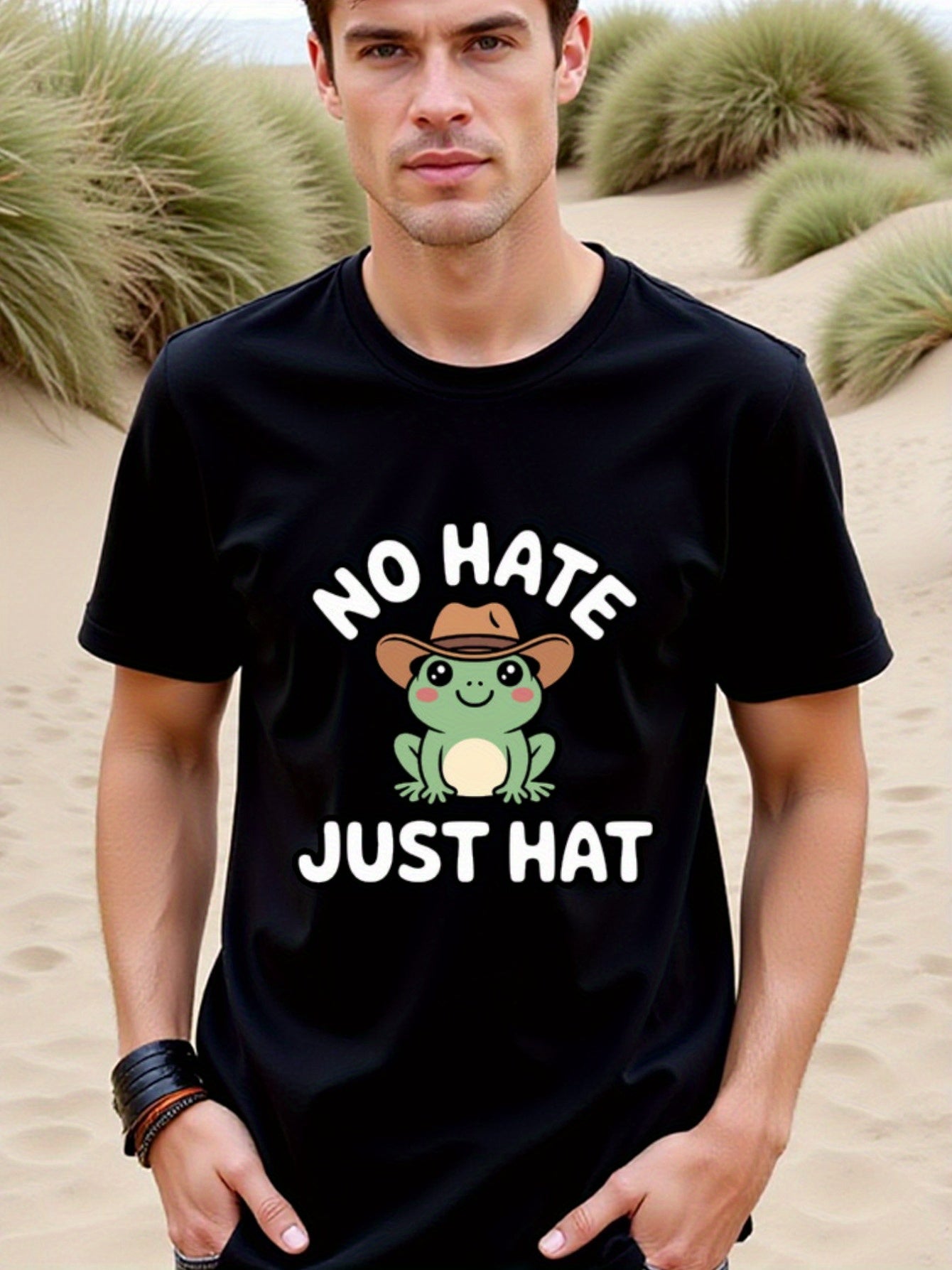 natee local warehouse clearance Adorable Frog Wearing Hat T-shirt: No Hate, Just Hat, man's T-Shirt,100% Cotton Fabric,Crew Neck,Short Sleeve,Regular Fit,All-Season Casual Wear,180gsm-Ideal for Valentines Christian festival Thanksgiving Day, 男t