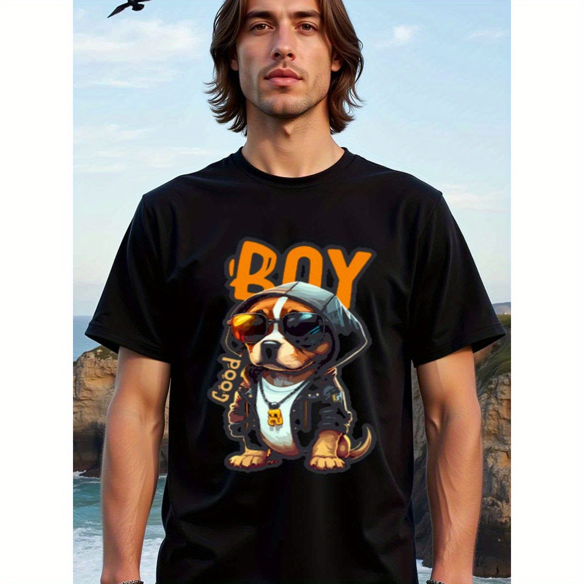 natee local warehouse clearance Bad Boy Pooch: Cool Dog Graphic Tee, 男t, 男t