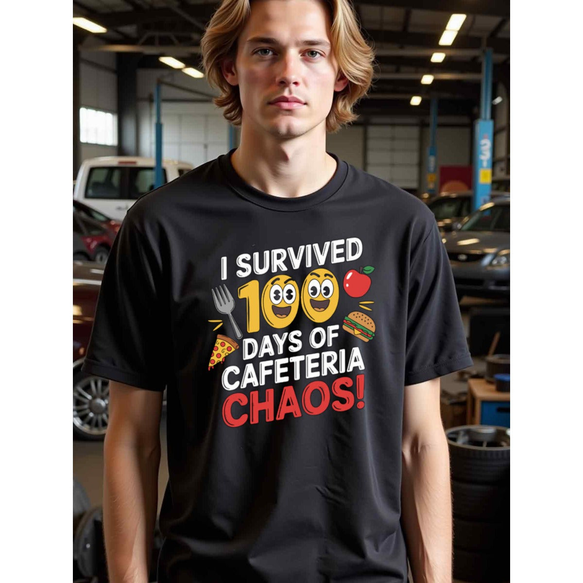 natee local warehouse clearance 100 Days of Cafeteria Chaos Survivor Shirt, 男t, 男t