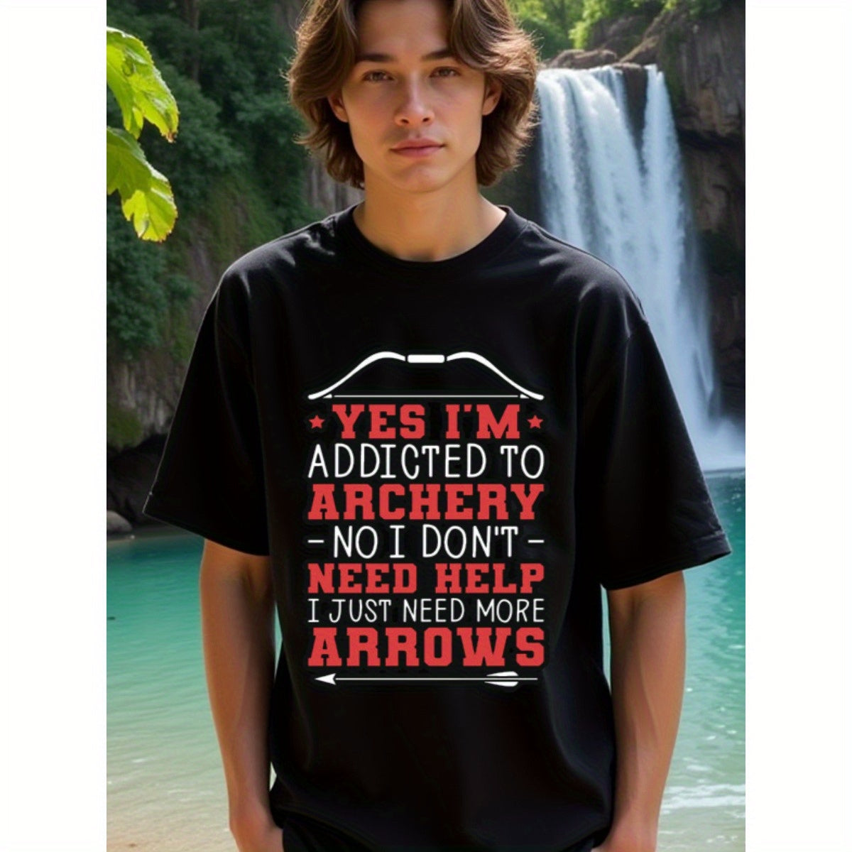 natee local warehouse clearance Archery Enthusiast's Tee: Addicted to Arrows, man's T-Shirt,100% Cotton Fabric,Crew Neck,Short Sleeve,Regular Fit,All-Season Casual Wear,180gsm-Ideal for All Saints' Day Thanksgiving Day, 男t