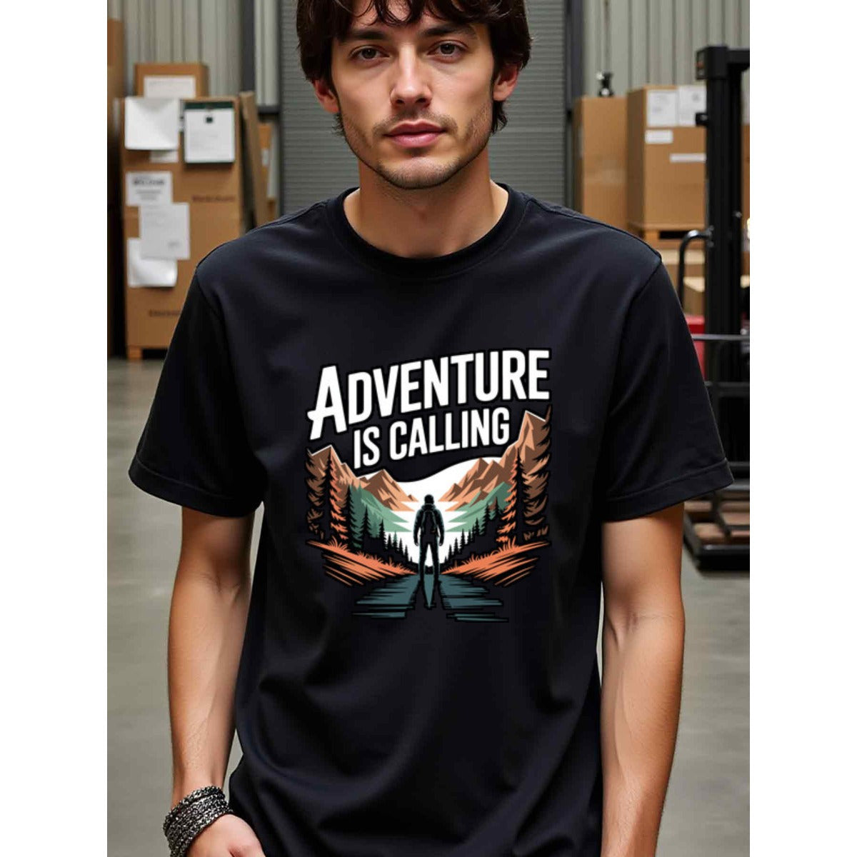 natee local warehouse clearance Adventure Calling: Hiking & Outdoor Enthusiast T-shirt, man's T-Shirt,100% Cotton Fabric,Crew Neck,Short Sleeve,Regular Fit,All-Season Casual Wear,180gsm-Ideal for Valentines Christian festival Thanksgiving Day, 男t