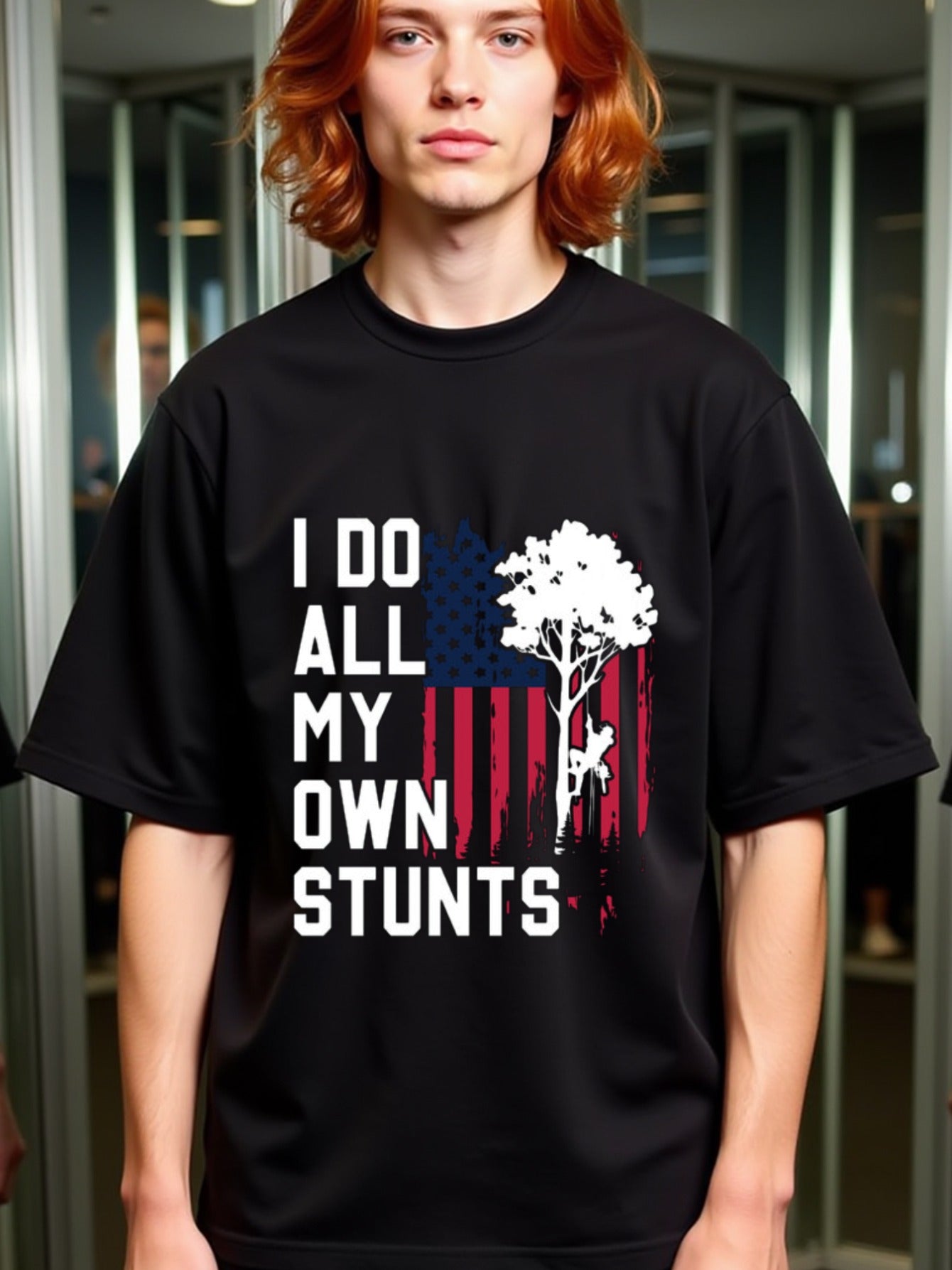 natee local warehouse clearance American Flag Stunts: Do All Your Own Adventure T-shirt, ,