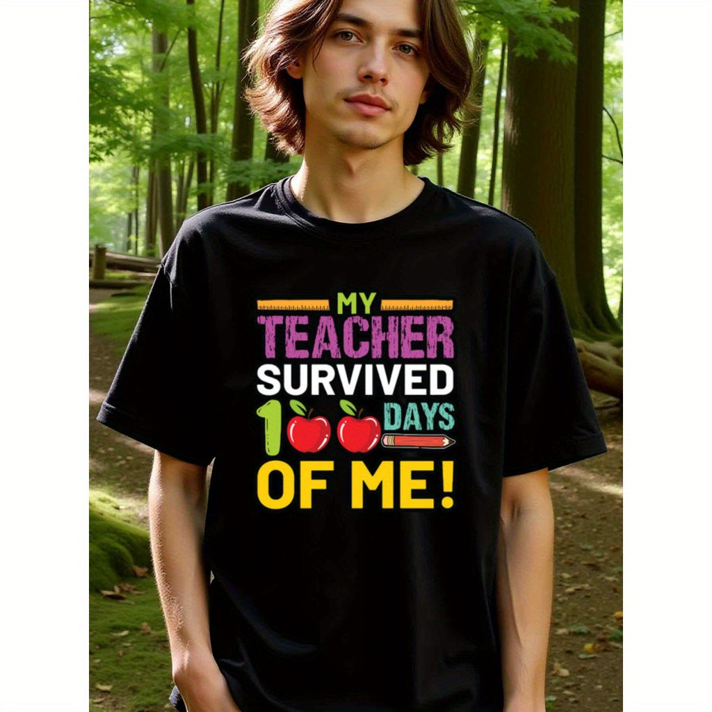 natee local warehouse clearance 100 Days of Me: Teacher Survival Shirt, 100% Cotton Fabric,Crew Neck,Short Sleeve,Regular Fit,All-season casual wear for man and teens-perfect for running, hiking, the beach, and parties Christian festival Thanksgiving Day,