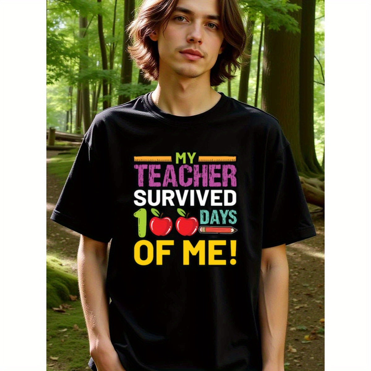 natee local warehouse clearance 100 Days of Me: Teacher Survival Shirt, 100% Cotton Fabric,Crew Neck,Short Sleeve,Regular Fit,All-season casual wear for man and teens-perfect for running, hiking, the beach, and parties Christian festival Thanksgiving Day,