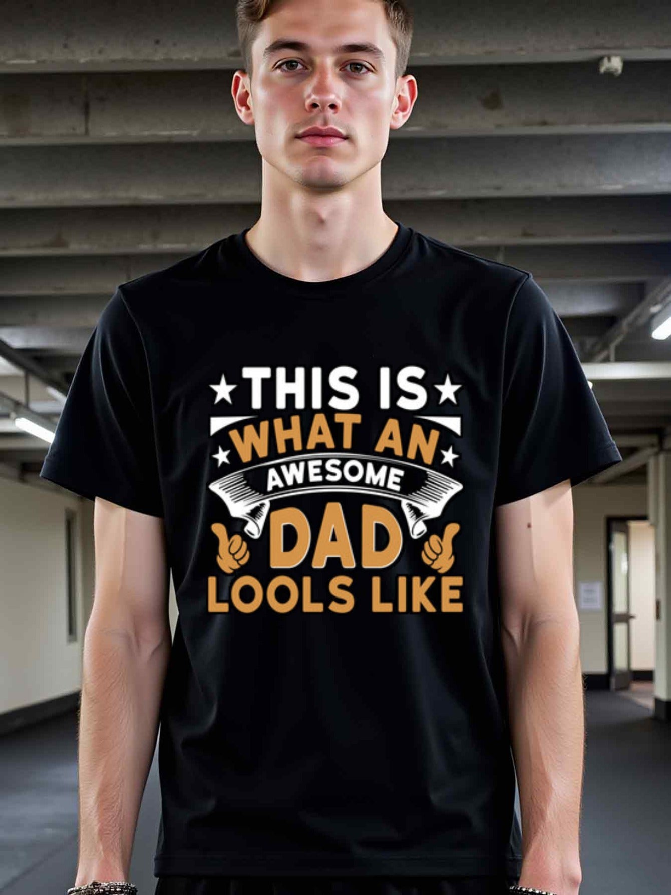 natee local warehouse clearance Awesome Dad: a Father's Day Gift T-shirt, man's T-Shirt,100% Cotton Fabric,Crew Neck,Short Sleeve,Regular Fit,All-Season Casual Wear,180gsm-Ideal for Valentines Christian festival Thanksgiving Day, 男t