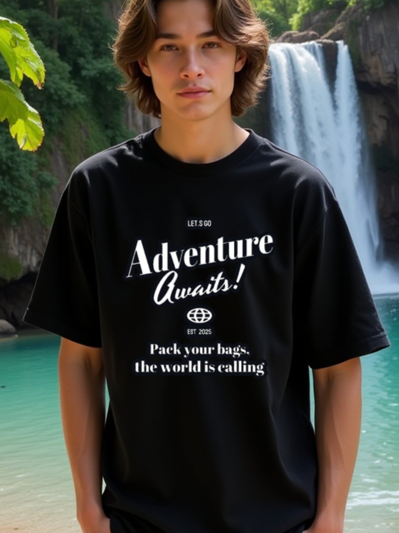 natee local warehouse clearance Adventure Awaits: Explore the World with Style!, man's T-Shirt,100% Cotton Fabric,Crew Neck,Short Sleeve,Regular Fit,All-Season Casual Wear,180gsm-Ideal for Valentines Christian festival Thanksgiving Day, 男t