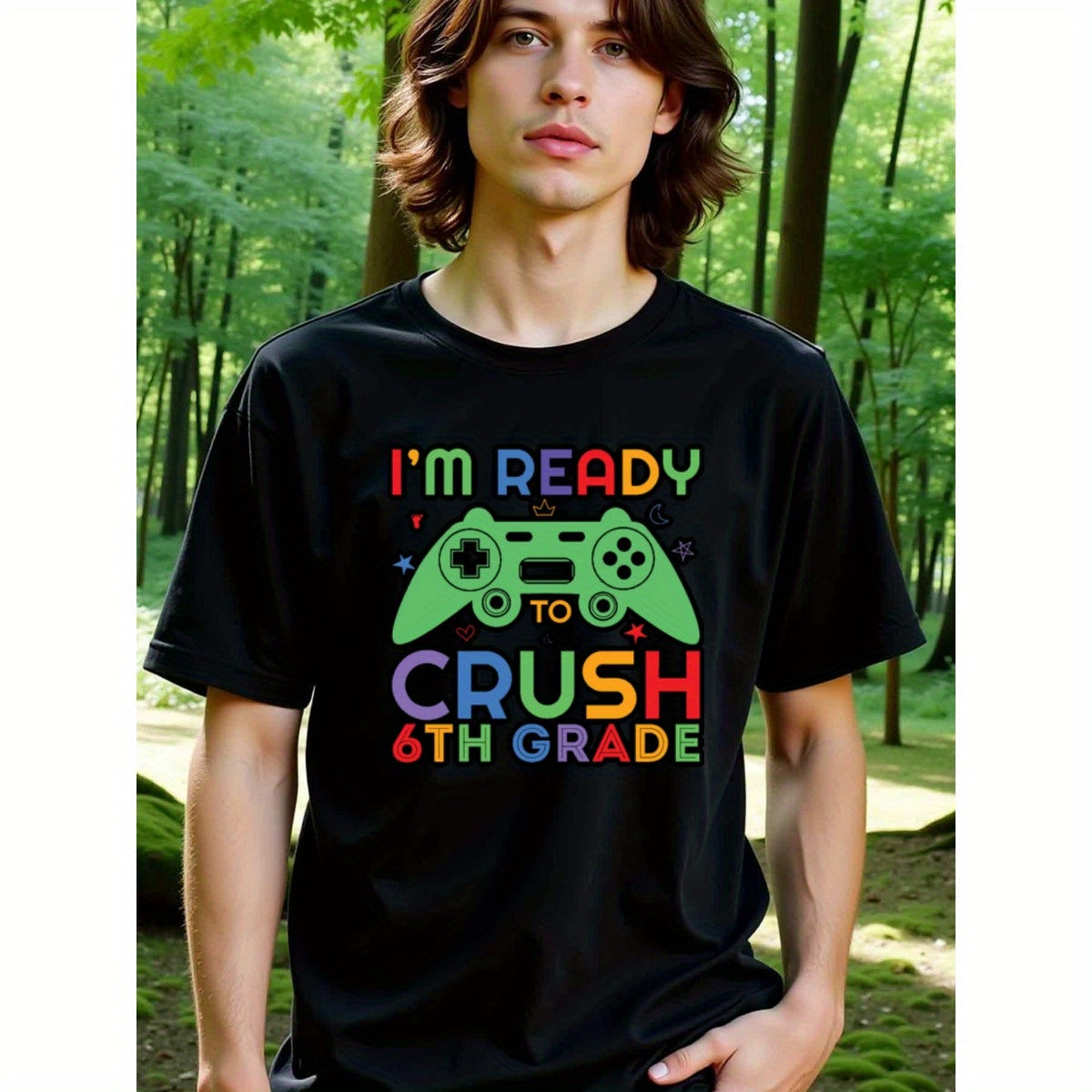 natee local warehouse clearance Back-to-school Gamer: Crush 6th Grade T-shirt, 100% Cotton Fabric,Crew Neck,Short Sleeve,Regular Fit,All-season casual wear for man and teens-perfect for running, hiking, the beach, and parties Christian festival Thanksgivi
