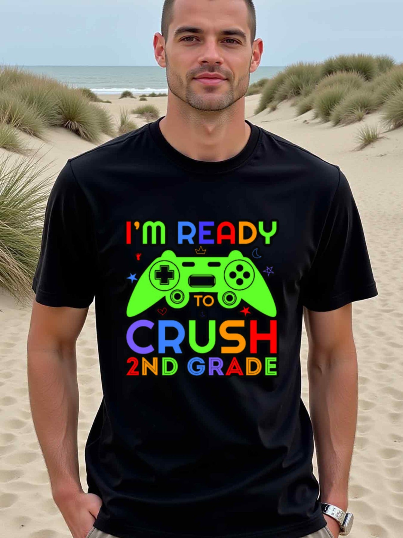 natee local warehouse clearance Back-to-school Gamer: Crush 2nd Grade T-shirt, 男t