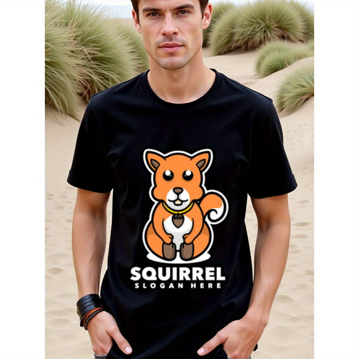 natee local warehouse clearance Adorable Squirrel Graphic Tee - Fun & Casual Wear, 男t, 男t