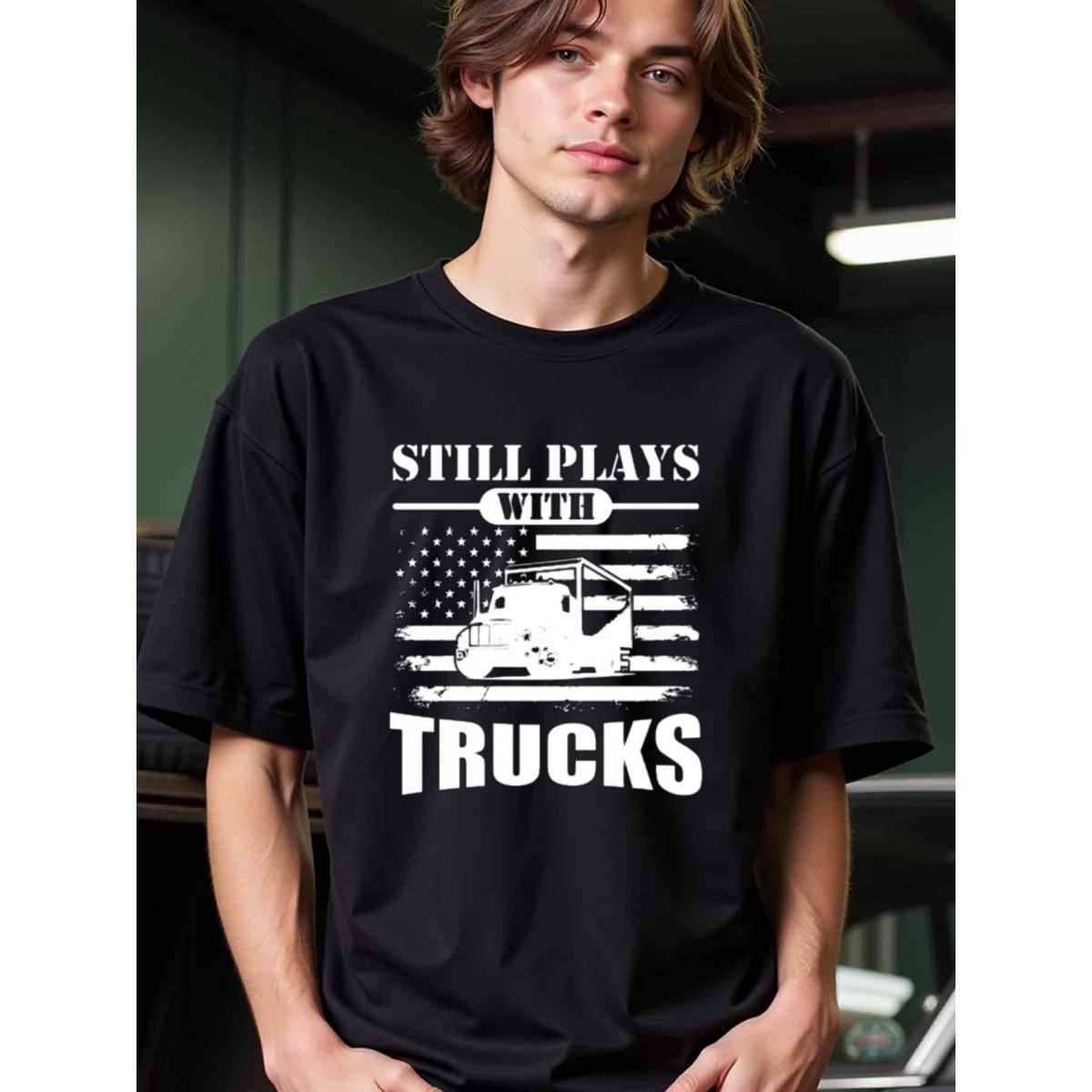 natee local warehouse clearance American Pride: Still Plays with Trucks T-shirt, man's T-Shirt,100% Cotton Fabric,Crew Neck,Short Sleeve,Regular Fit,All-Season Casual Wear,180gsm-Ideal For Summer Holiday Gift, 男t