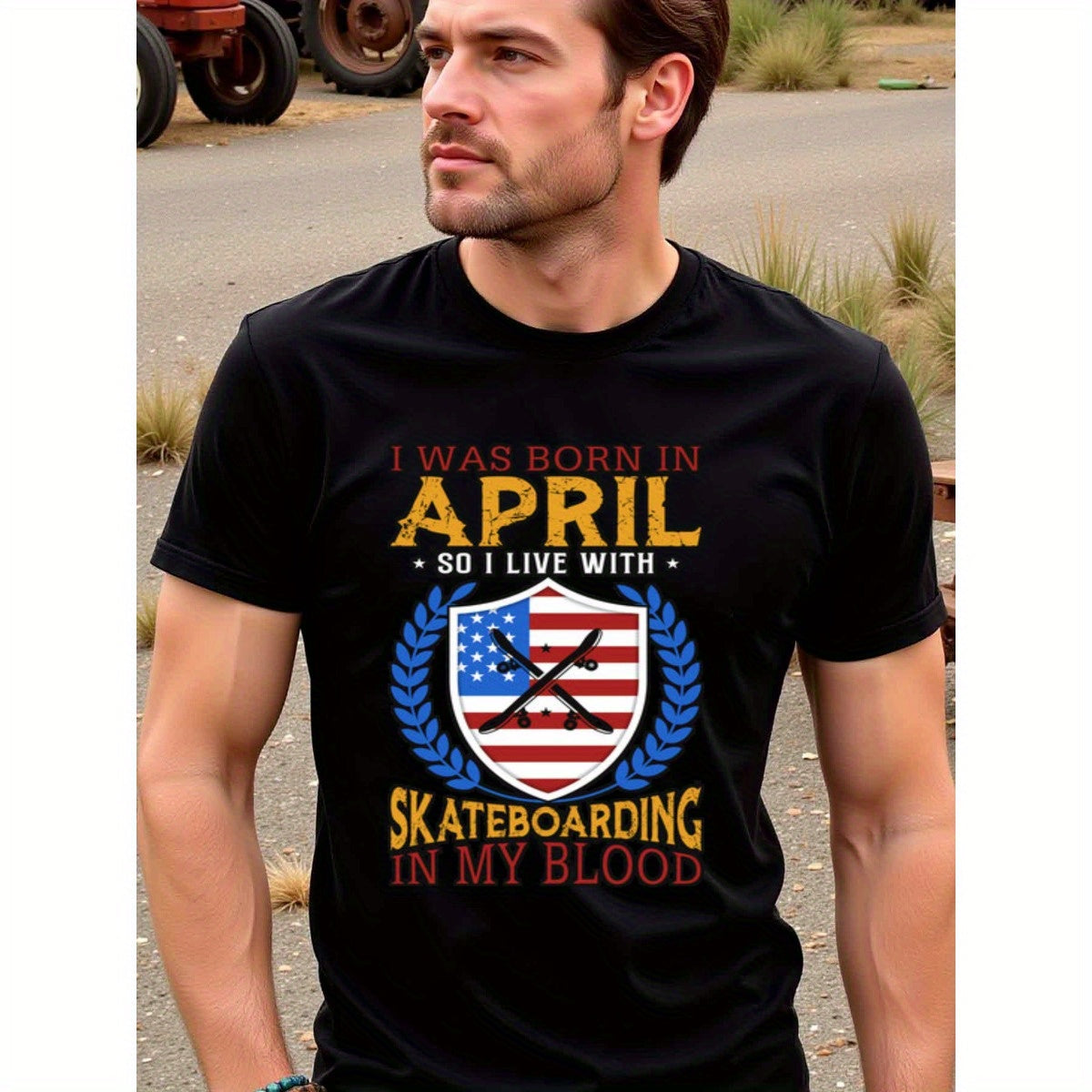natee local warehouse clearance April Born Skateboarding Enthusiast T-shirt, 男t