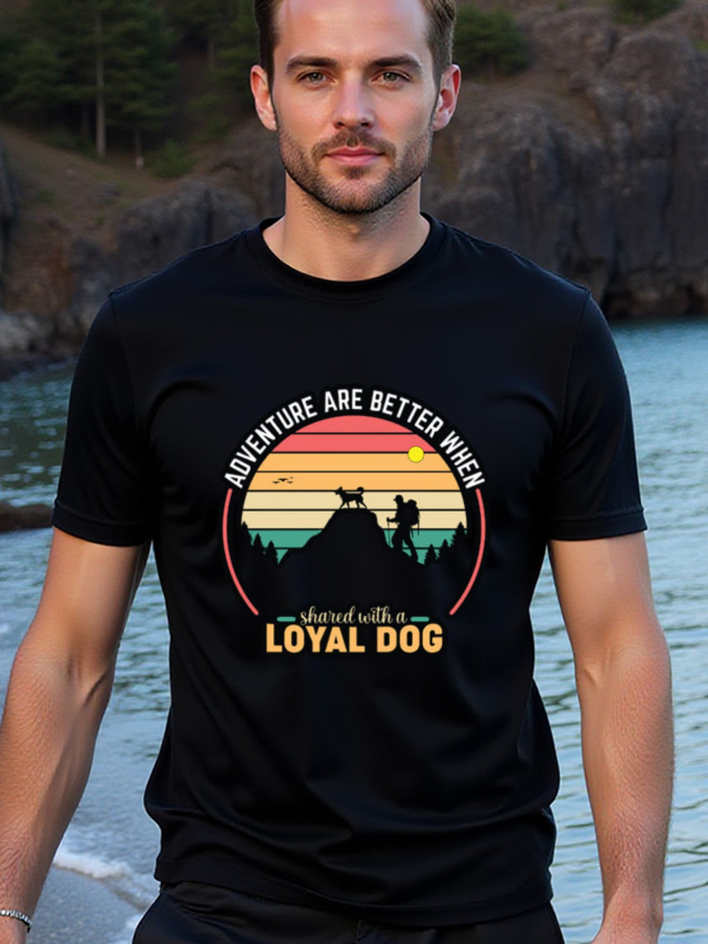 natee local warehouse clearance Adventure Awaits: Loyal Dog T-shirt for Outdoor Enthusiasts, man's T-Shirt,100% Cotton Fabric,Crew Neck,Short Sleeve,Regular Fit,All-Season Casual Wear,180gsm-Ideal for All Saints' Day Thanksgiving Day, 男t
